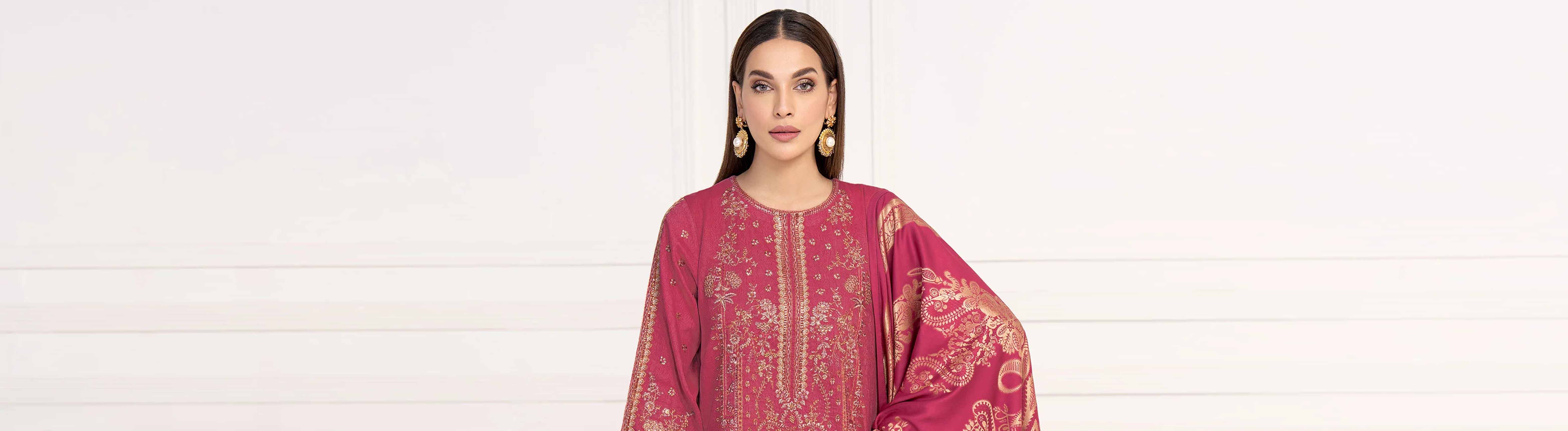 Unstitched Embroidered Winter Shirt-Dupatta