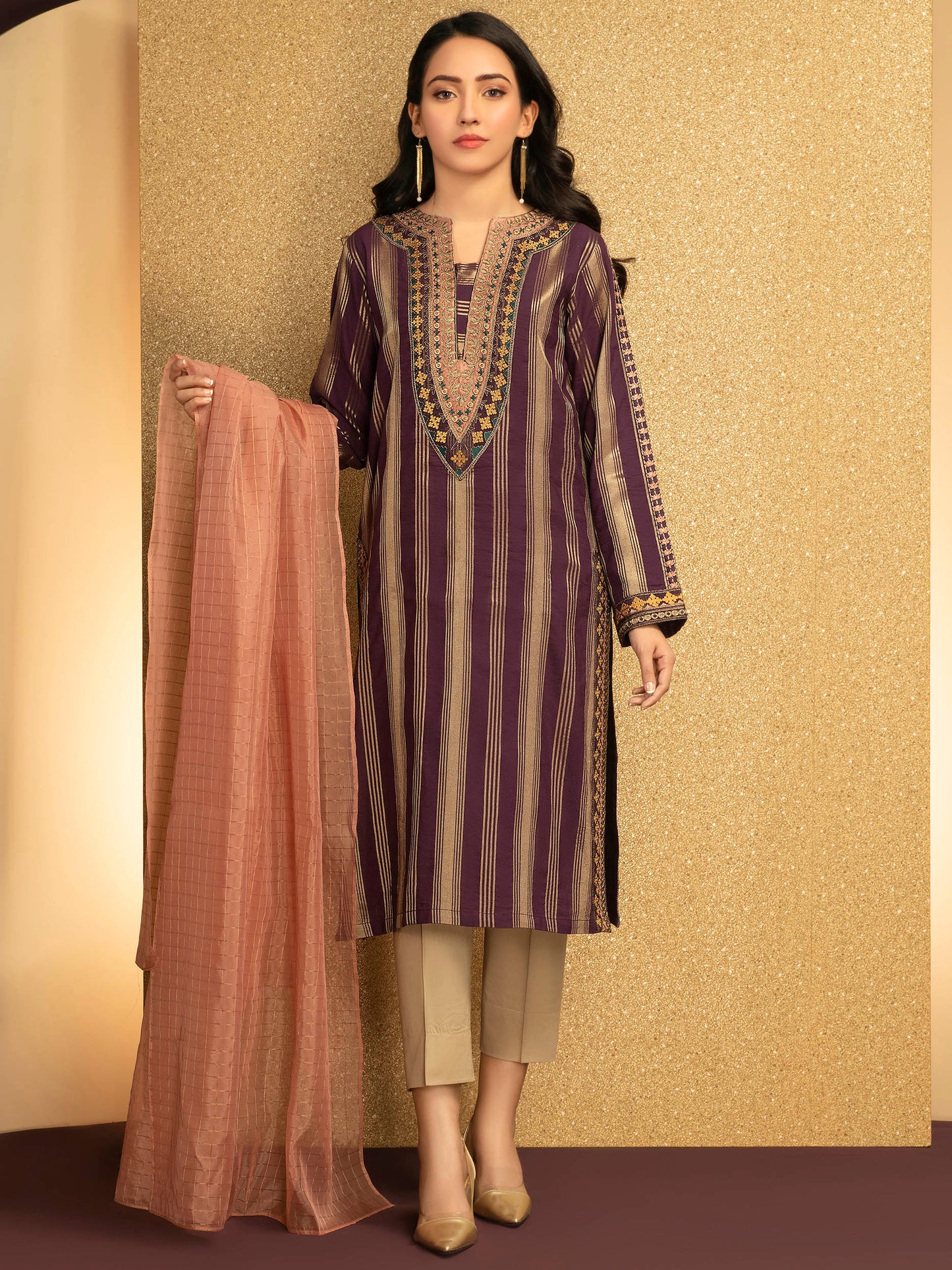 2 Piece Jacquard Suit-Embroidered(Unstitched)