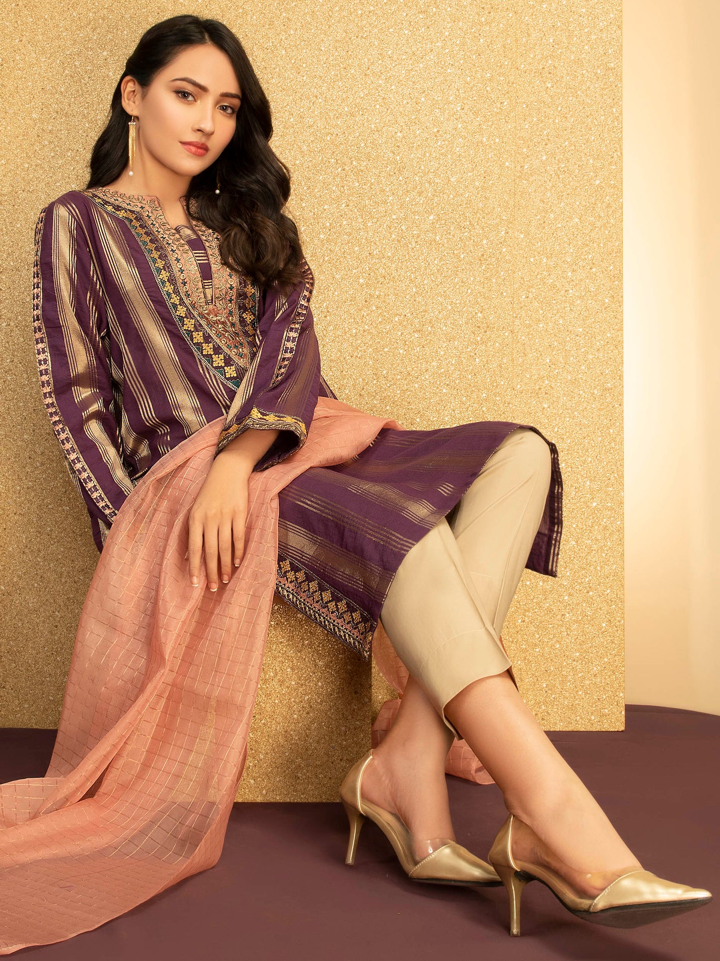 2 Piece Jacquard Suit-Embroidered(Unstitched)