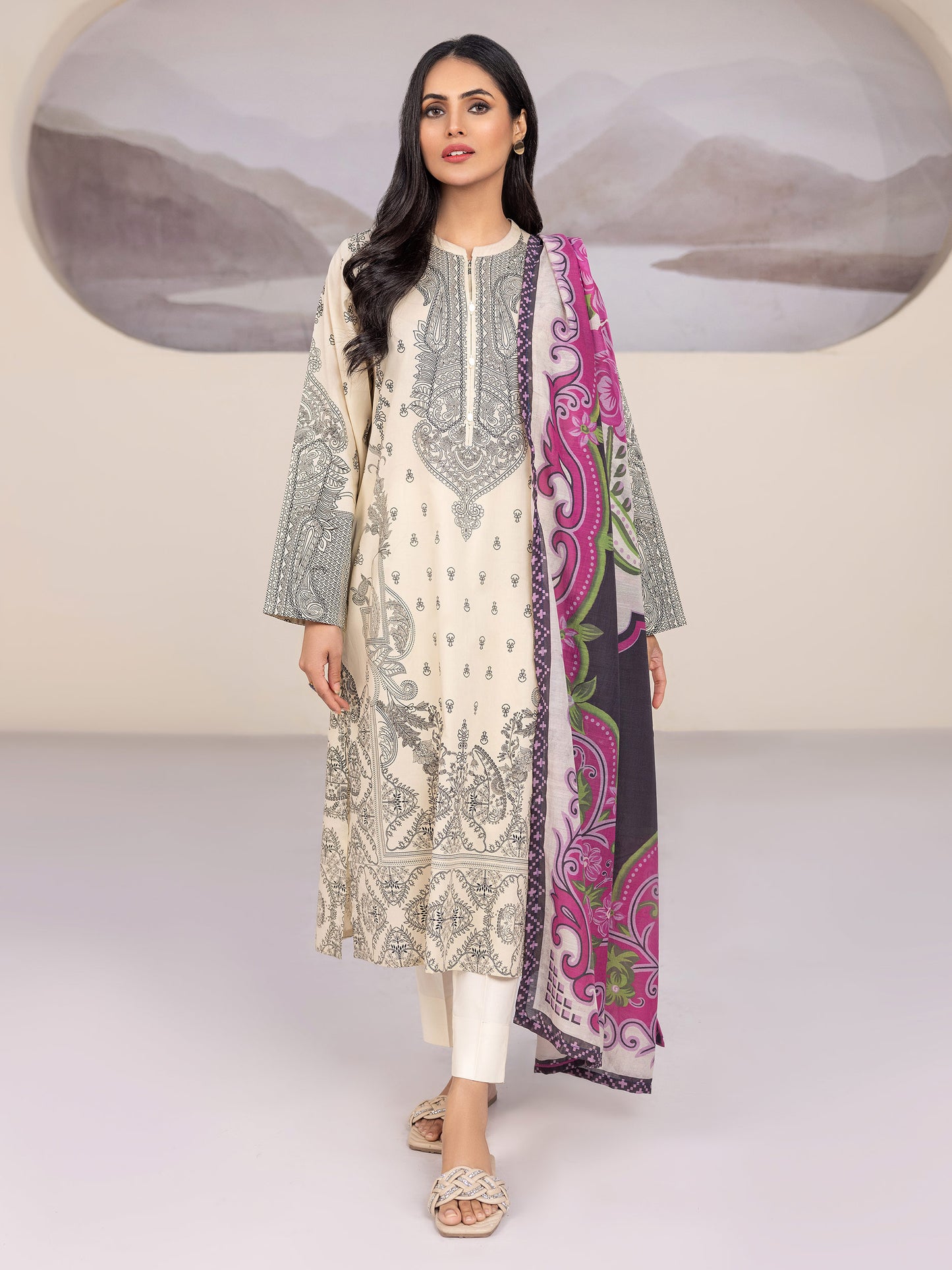 2 Piece Lawn Suit-Paste Print (Pret)