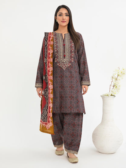 3 Piece Karandi Suit-Embroidered (Pret)