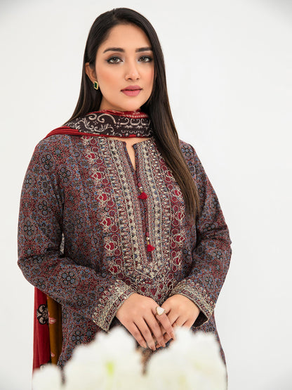 3 Piece Karandi Suit-Embroidered (Pret)