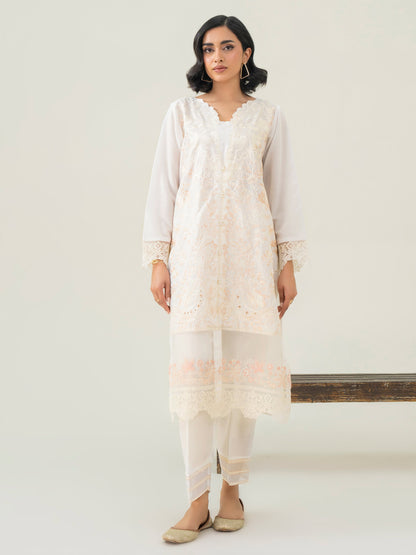 2 Piece Raw Silk Suit-Embroidered (Pret)