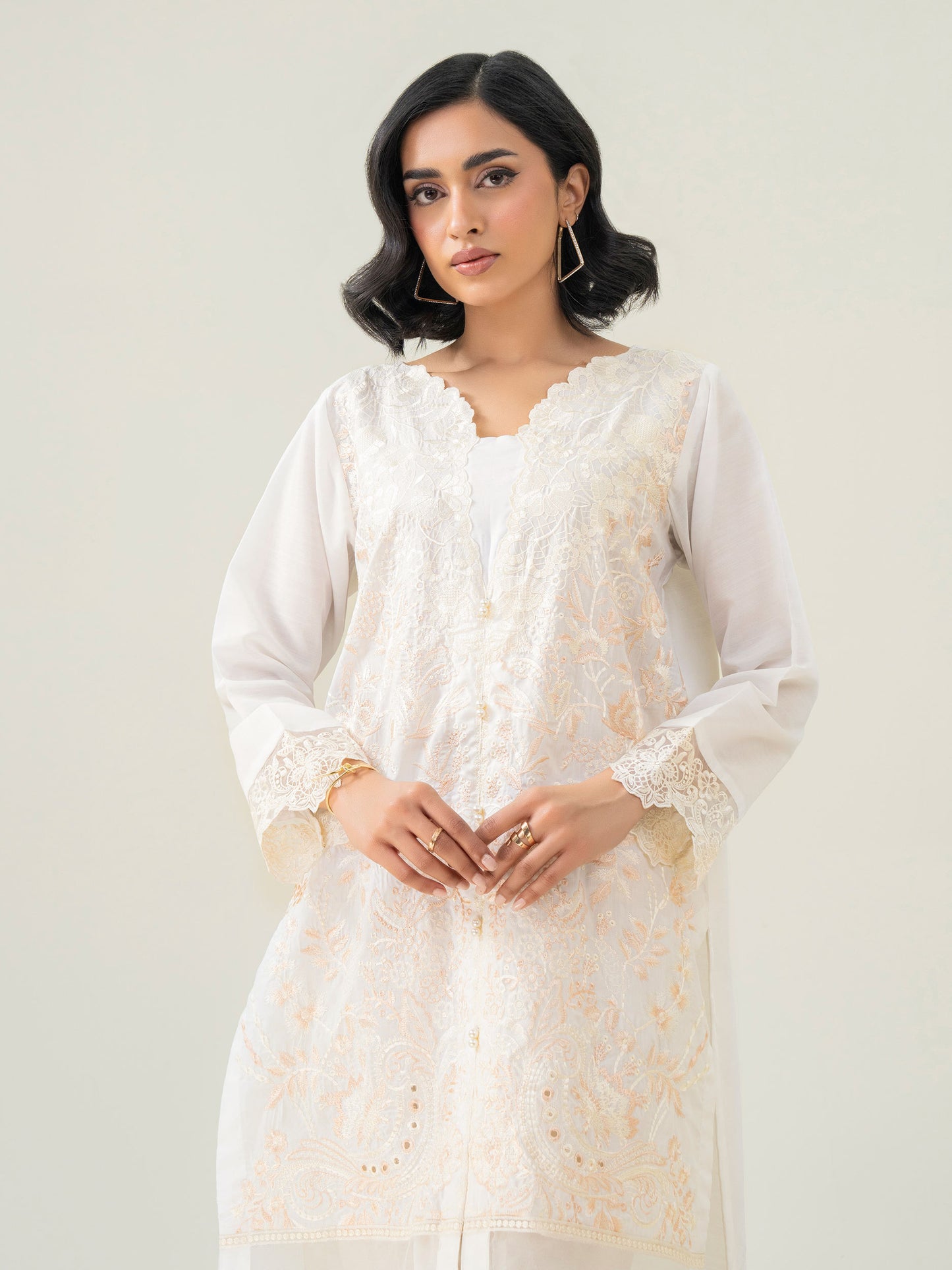 2 Piece Raw Silk Suit-Embroidered (Pret)