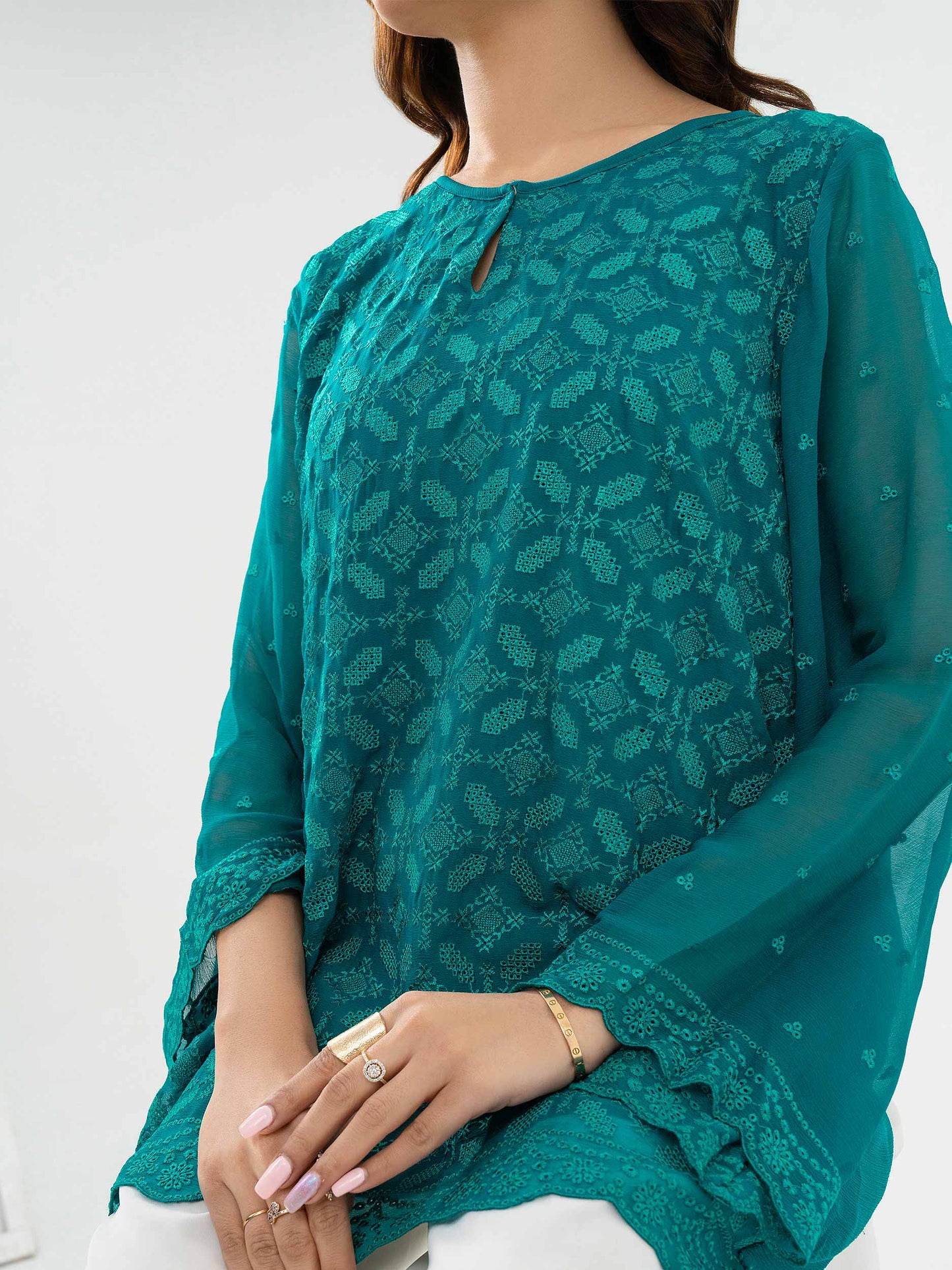 Chiffon Top-Embroidered (Pret)