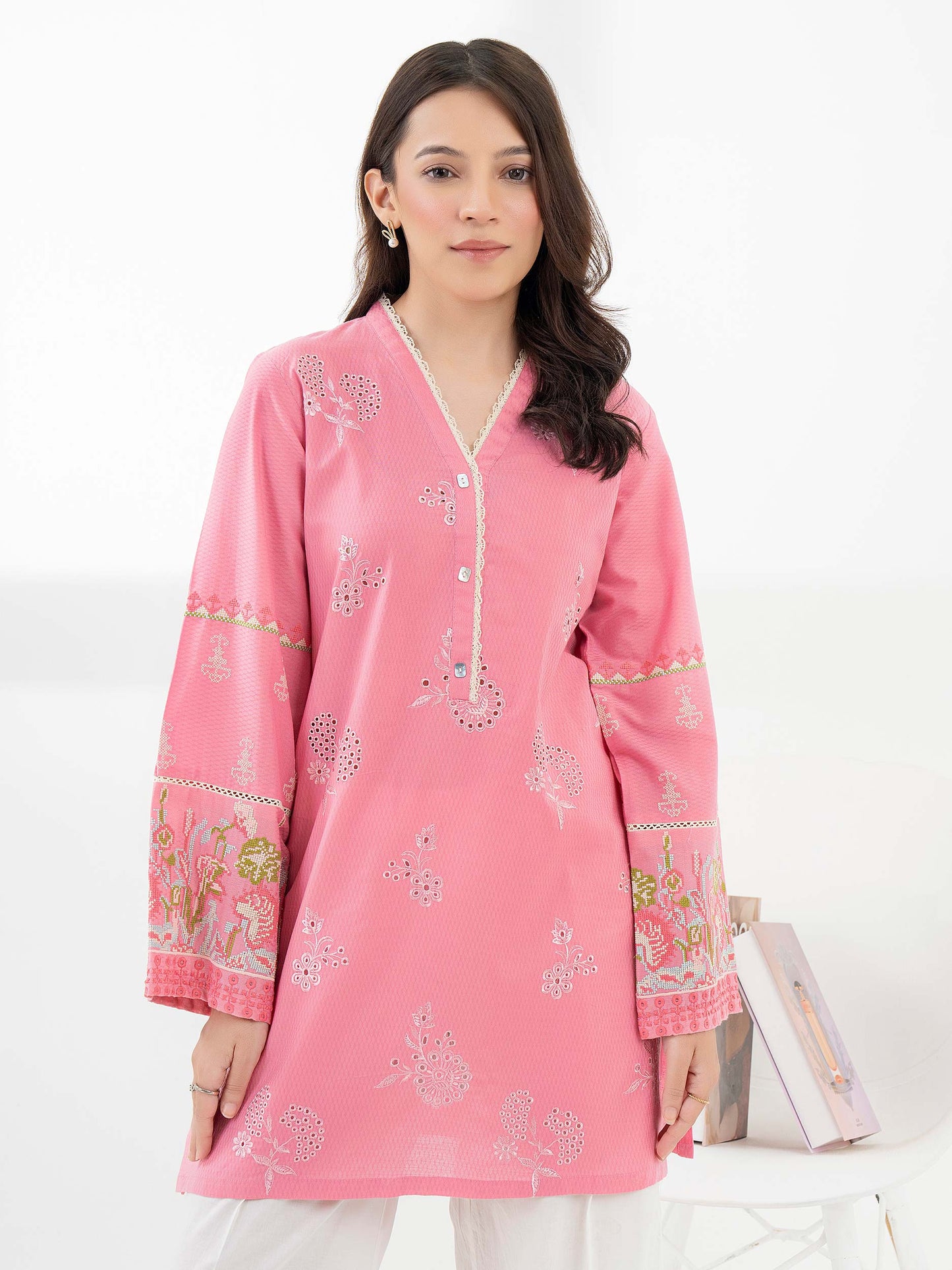 Jacquard Kurti-Embroidered (Pret)