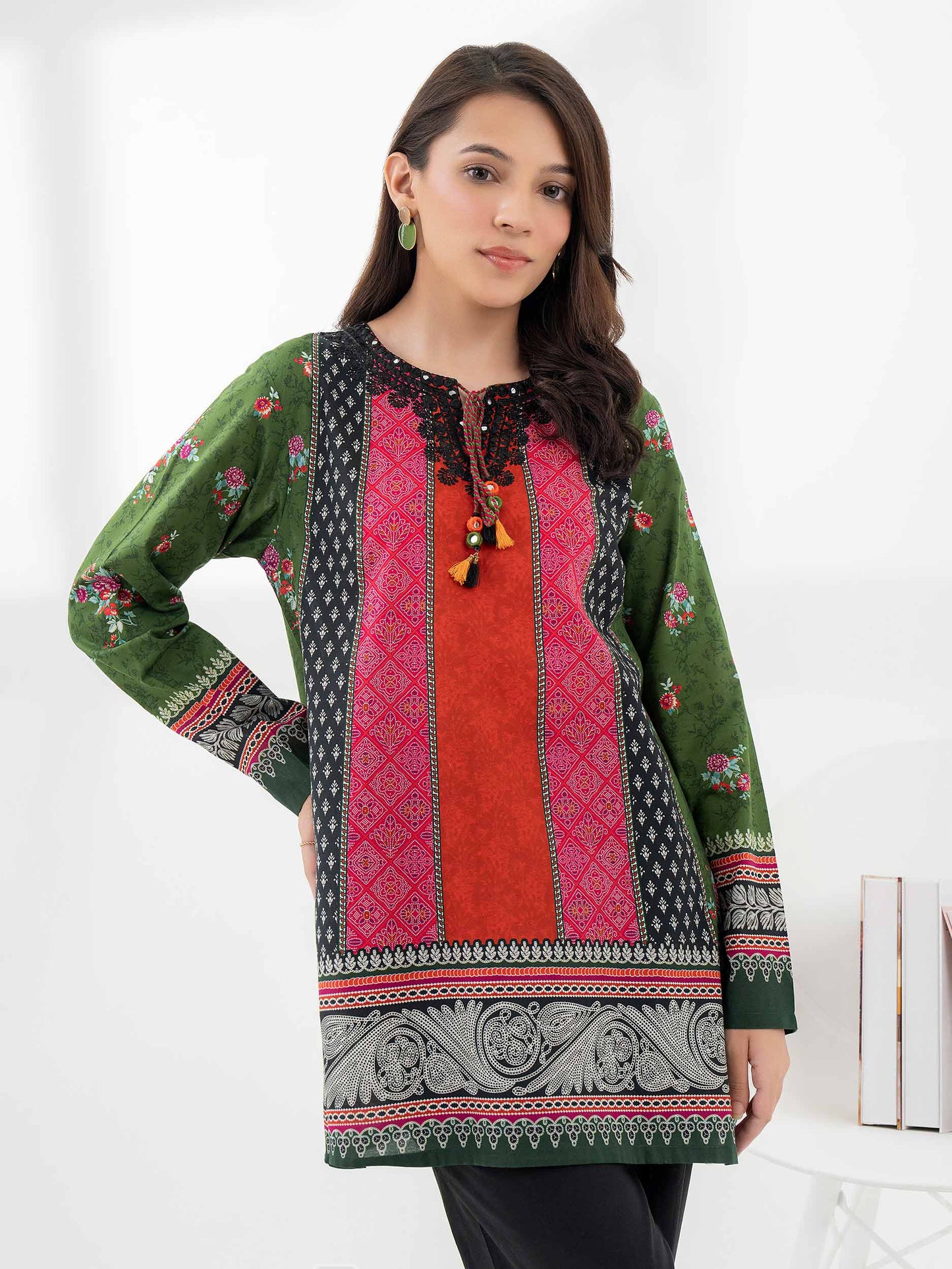 Cambric Kurti-Embroidered (Pret)