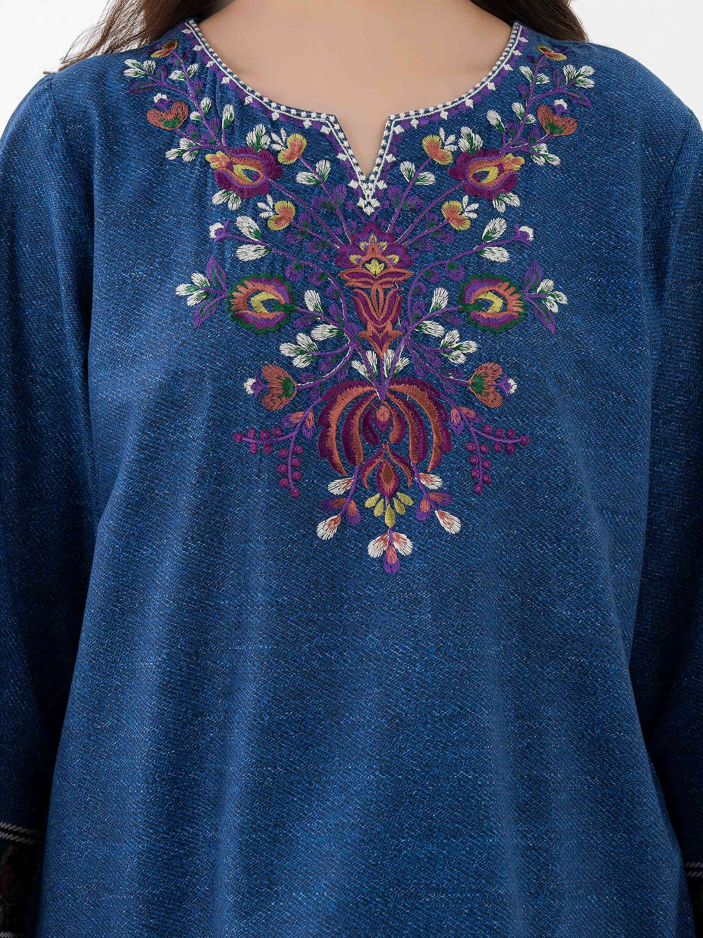 Cambric Kurti-Embroidered (Pret)