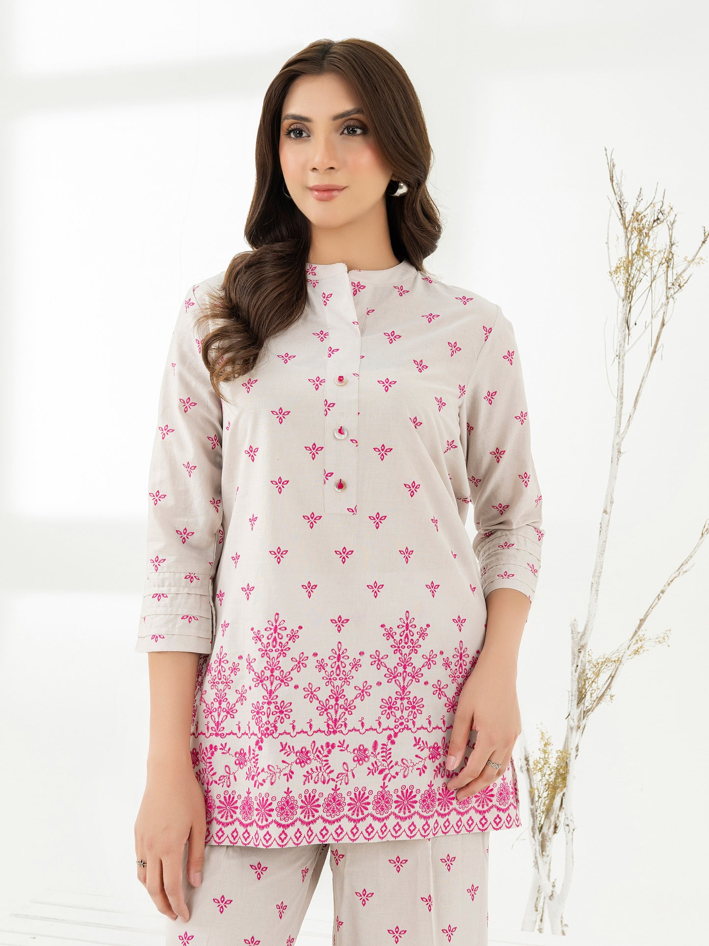 2 Piece Lawn Suit-Emboss Print (Pret)