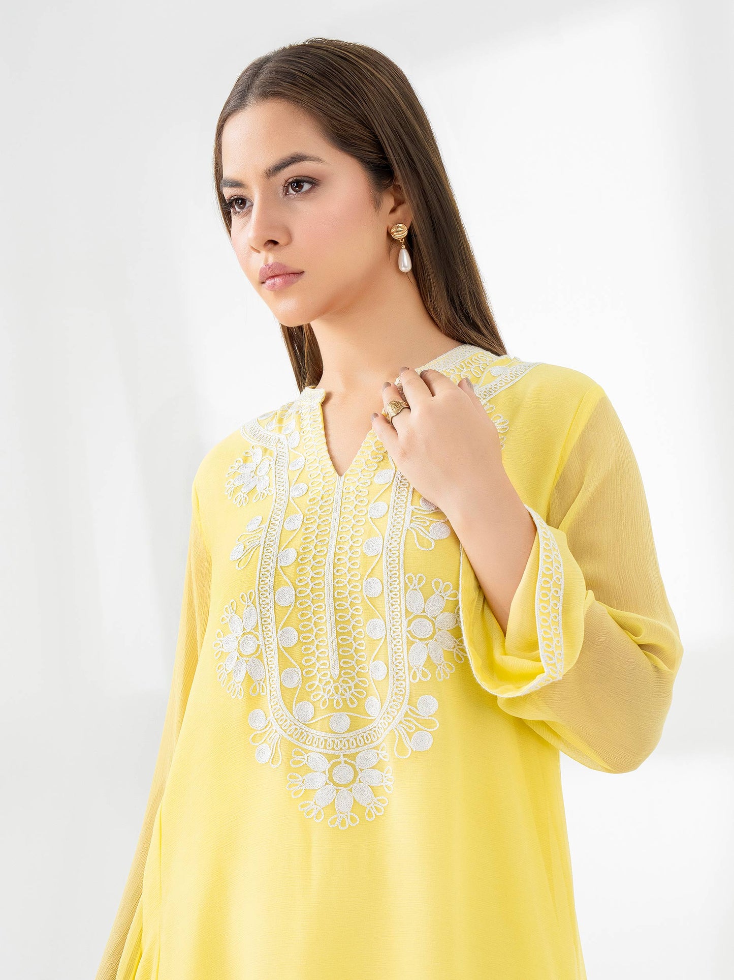 Chiffon Kurti-Embroidered (Pret)