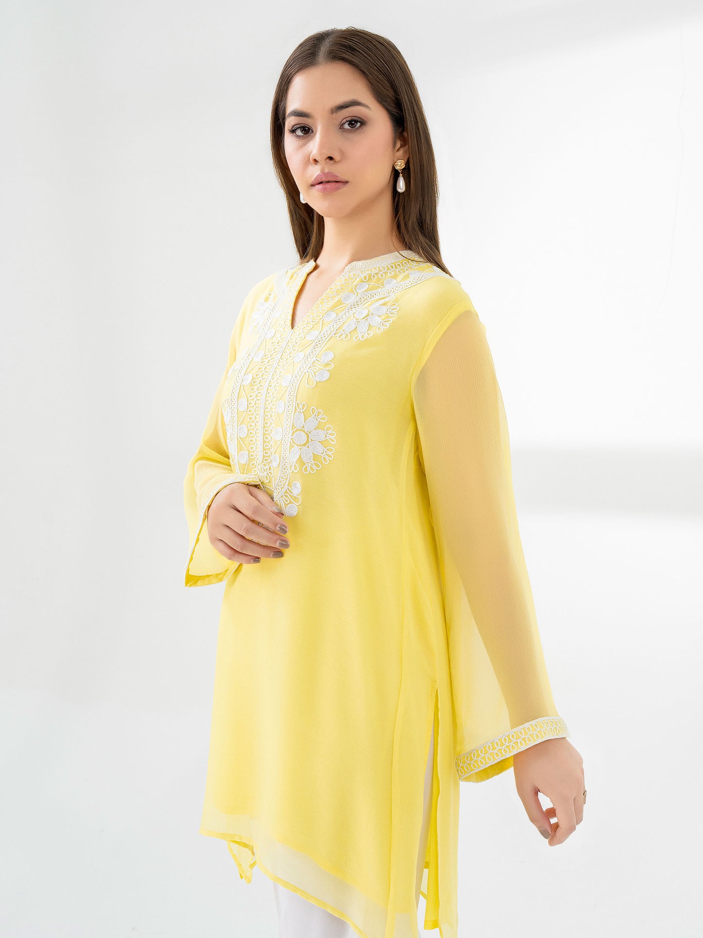 Chiffon Kurti-Embroidered (Pret)