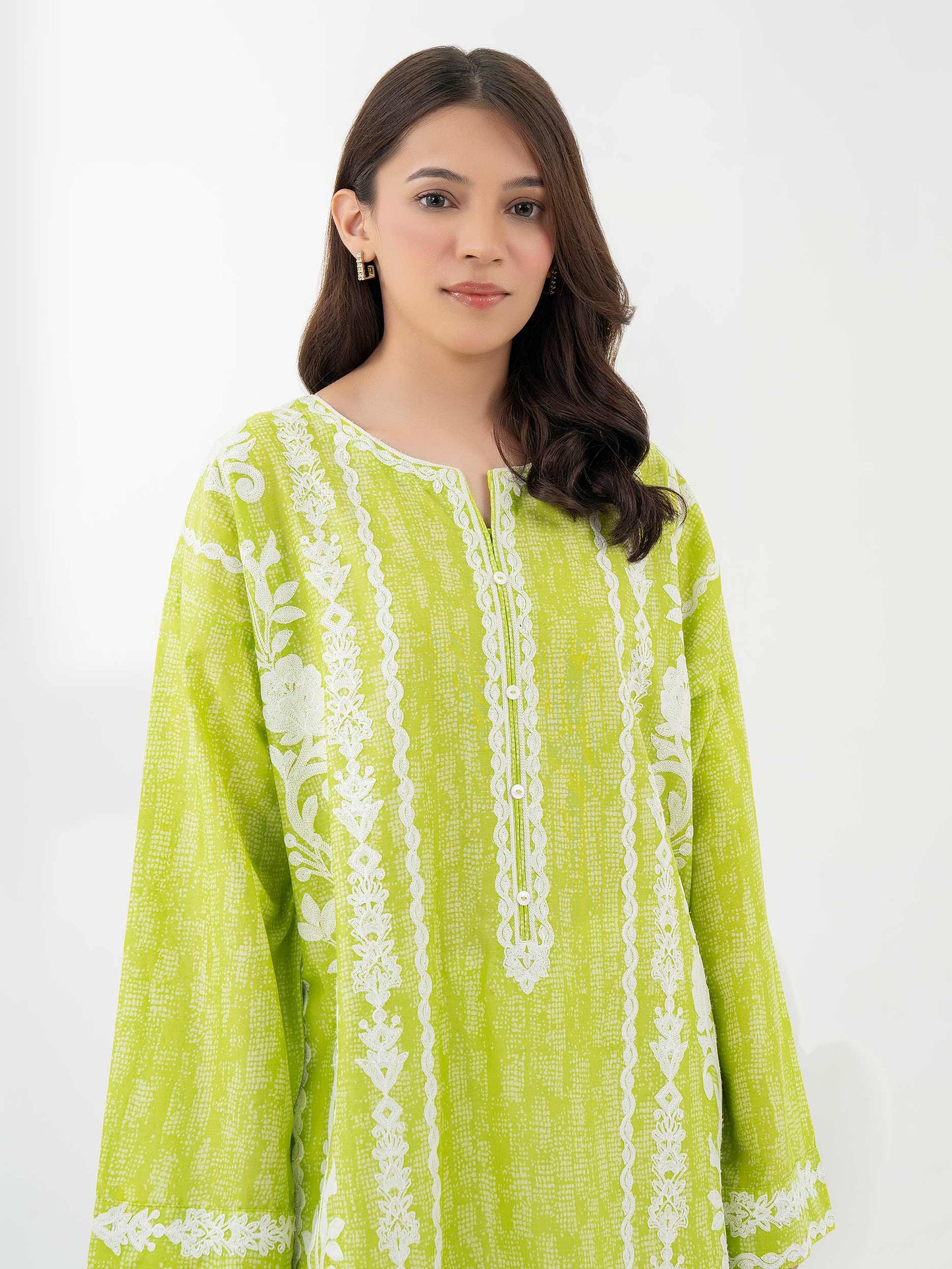 Cambric Kurti-Embroidered (Pret)