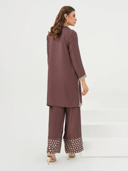 2 Piece Velvet Suit-Embroidered (Pret)