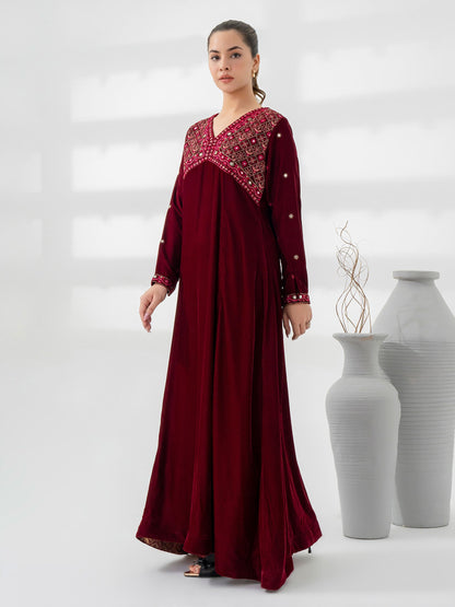 Velvet Pishwas-Embroidered (Pret)