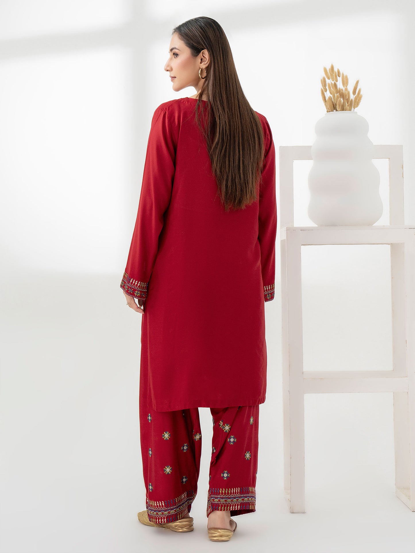 2 Piece Viscose Suit-Embroidered (Pret)