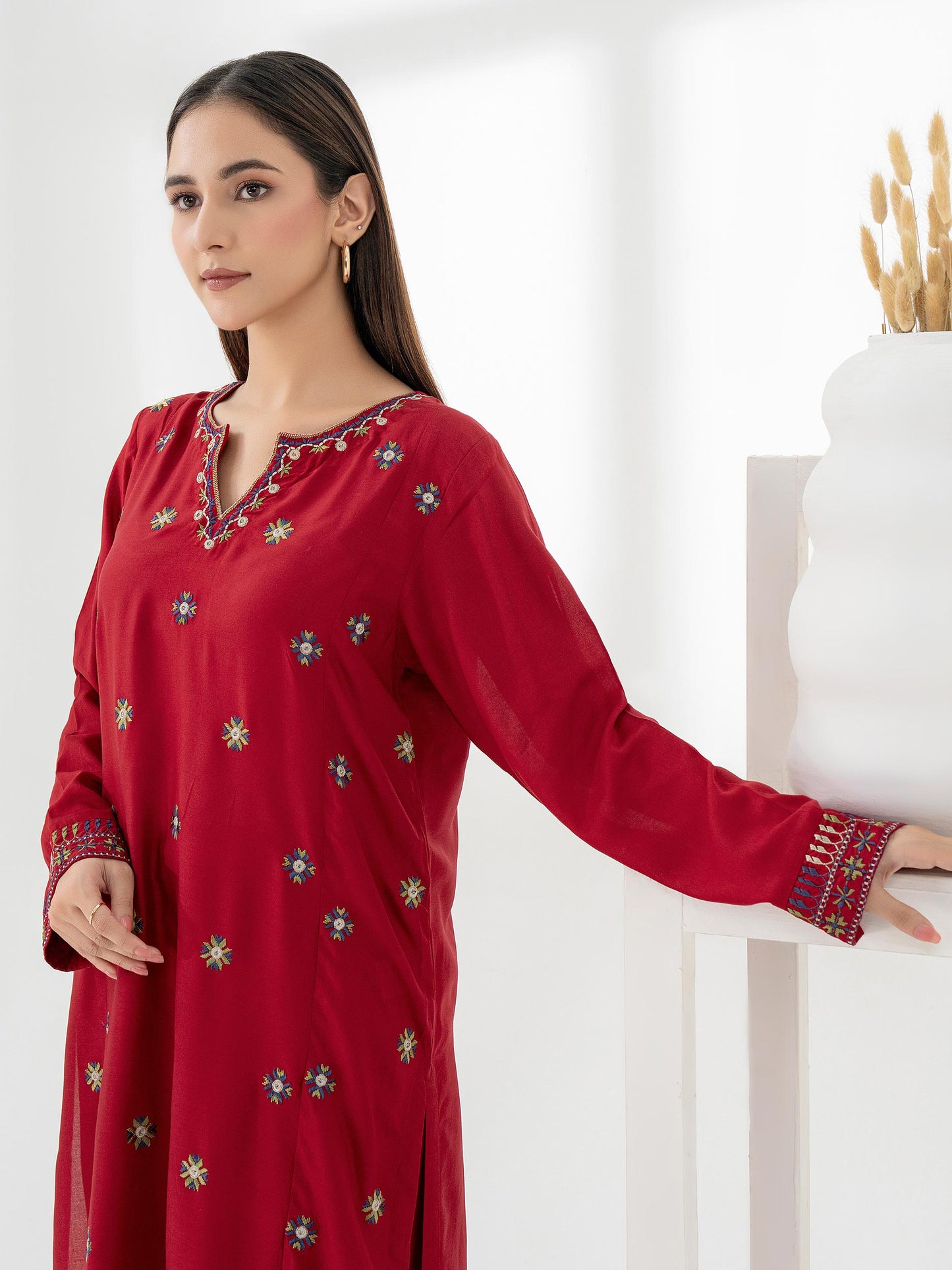 2 Piece Viscose Suit-Embroidered (Pret)