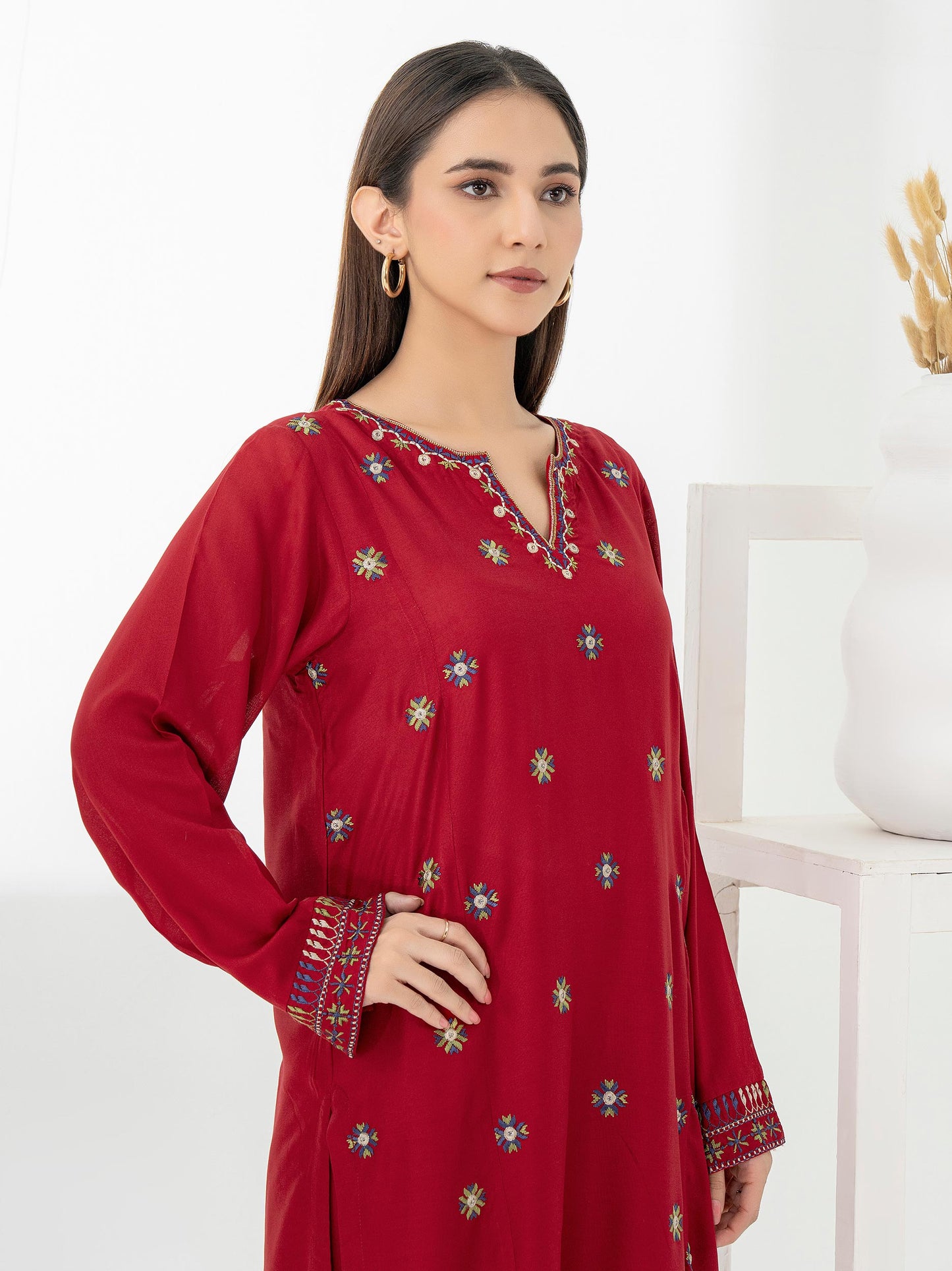 2 Piece Viscose Suit-Embroidered (Pret)