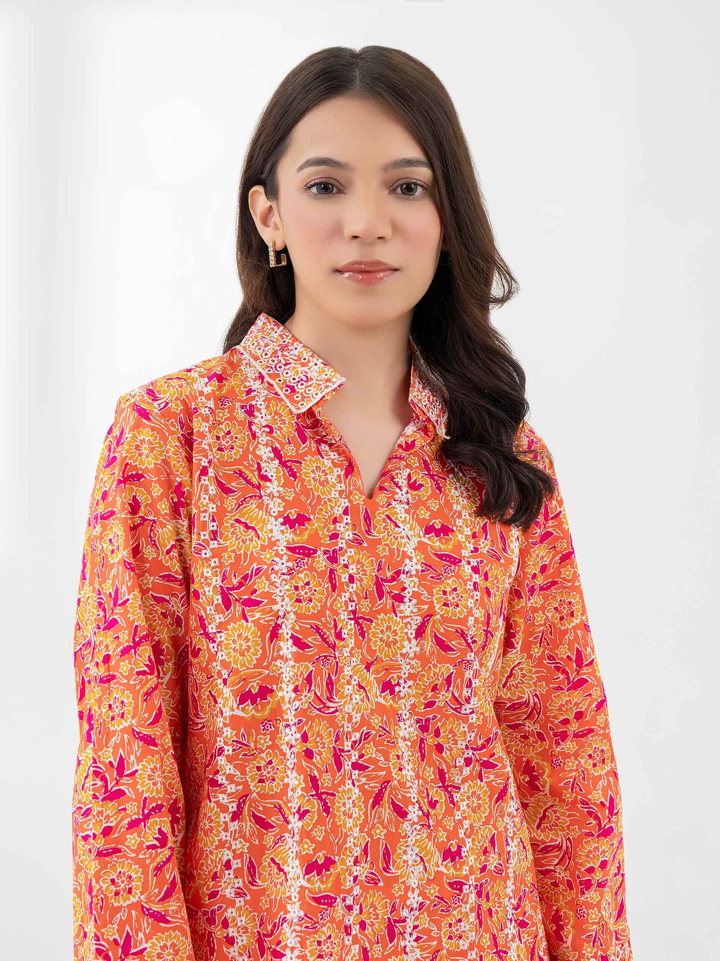 Cambric Kurti-Embroidered (Pret)