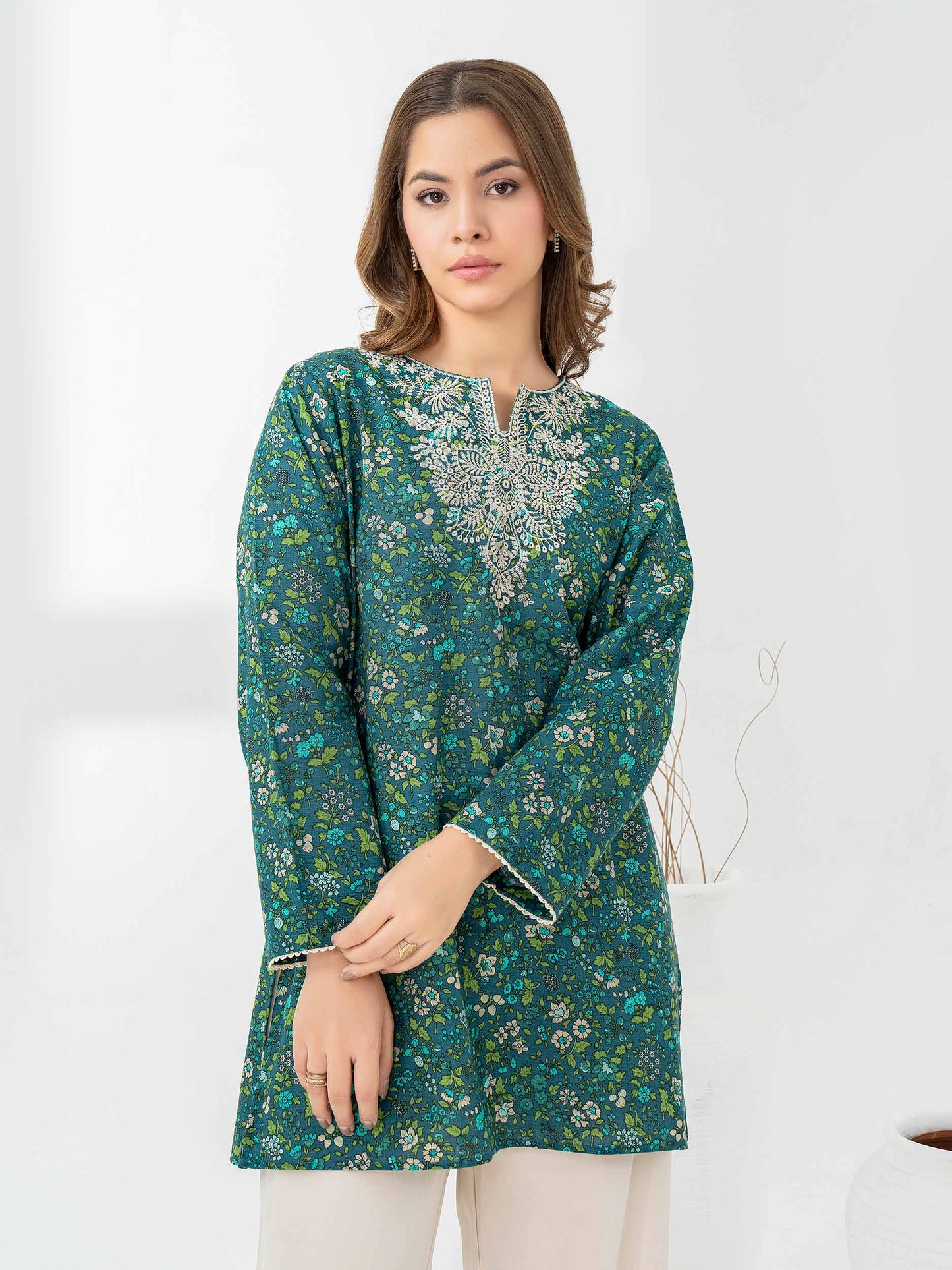 Khaddar Kurti-Embroidered (Pret)