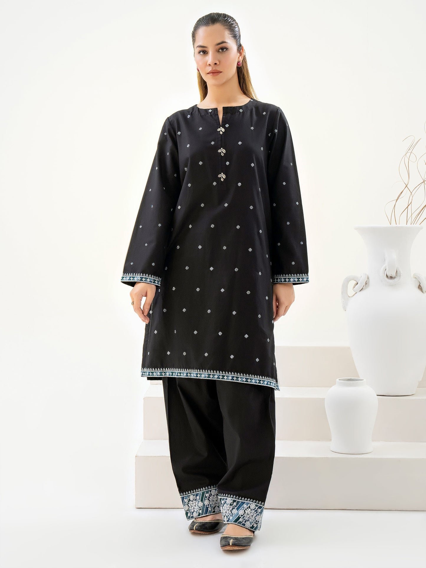 2 Piece Winter Cotton Suit-Embroidered (Pret)