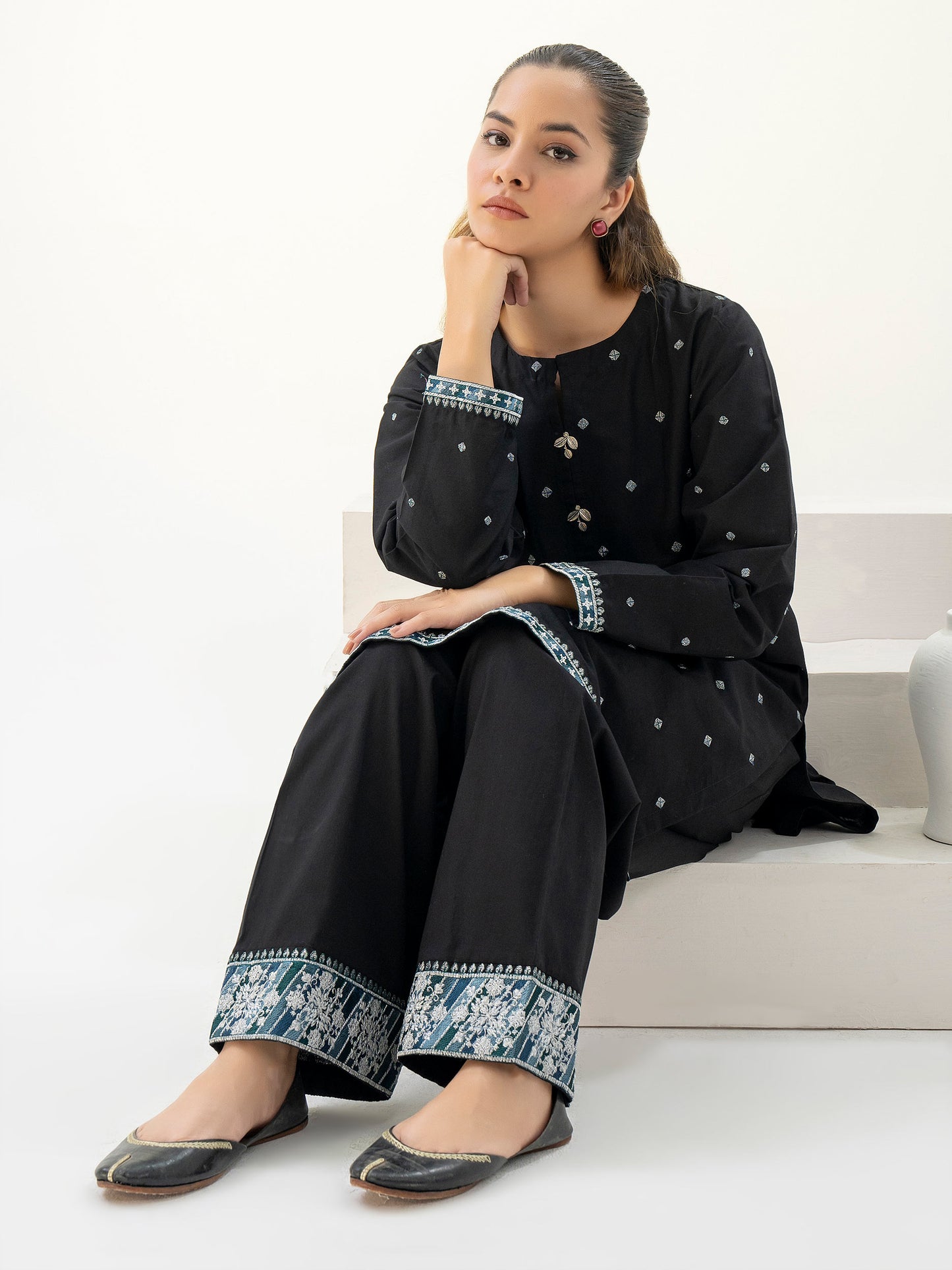 2 Piece Winter Cotton Suit-Embroidered (Pret)