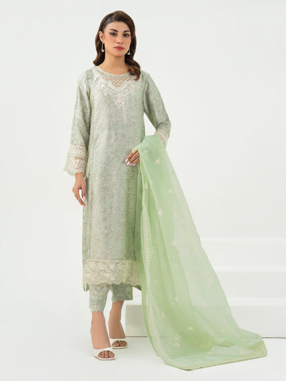 3 Piece Silk Suit-Embroidered (Pret)