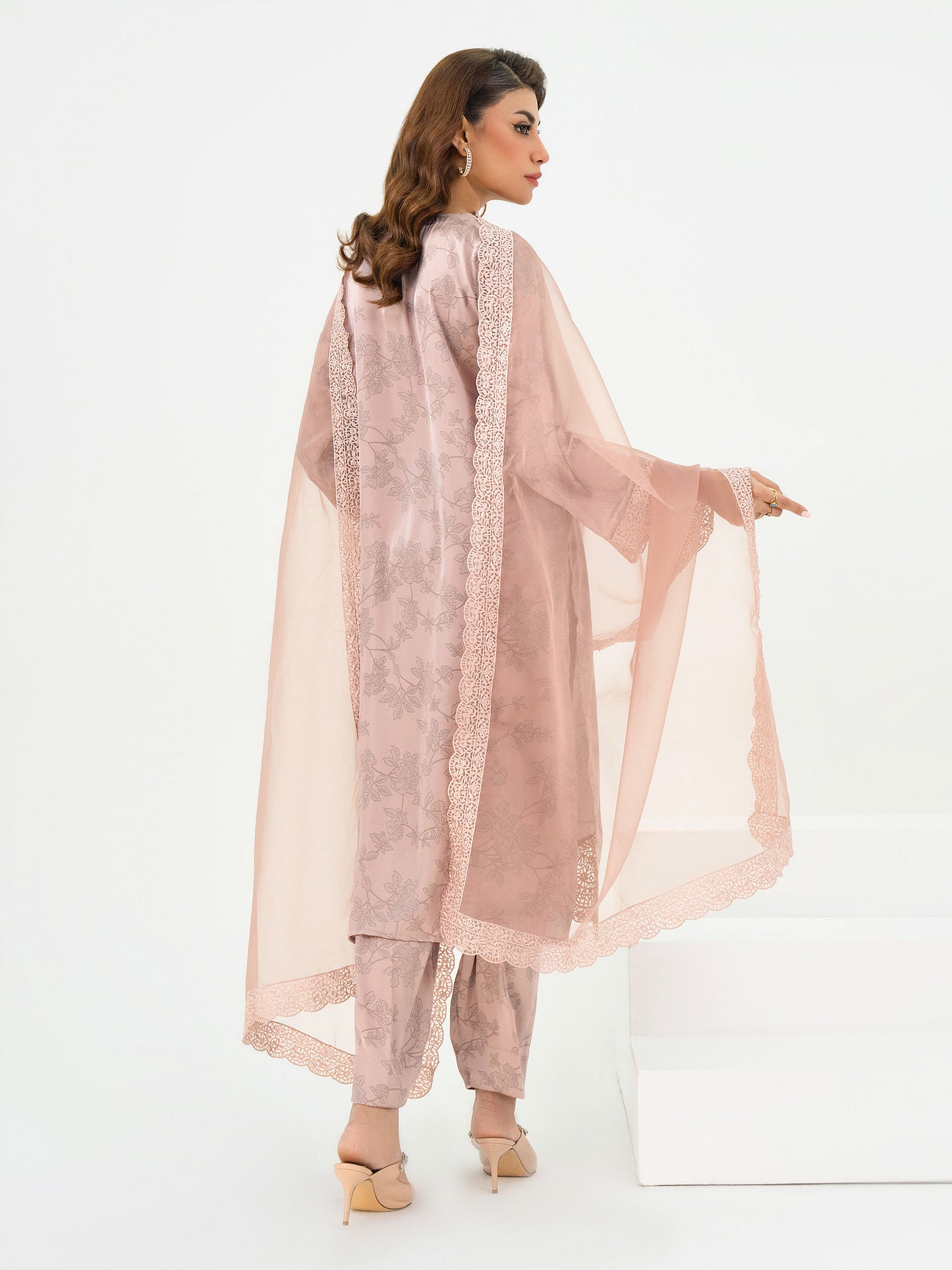 3 Piece Silk Suit-Embroidered (Pret)