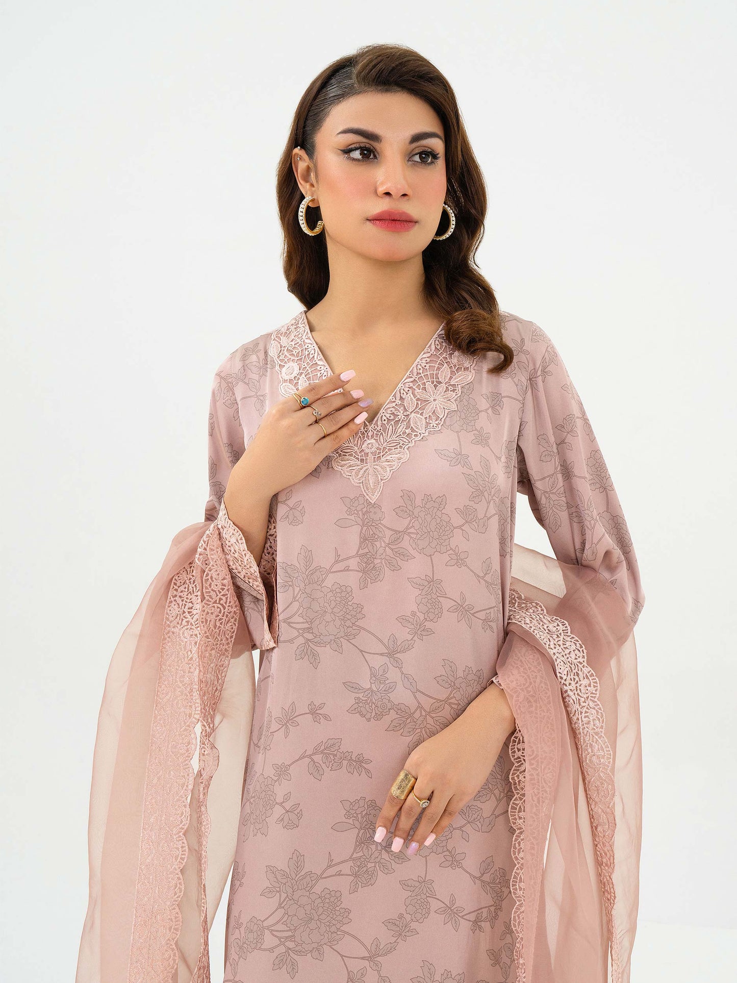 3 Piece Silk Suit-Embroidered (Pret)