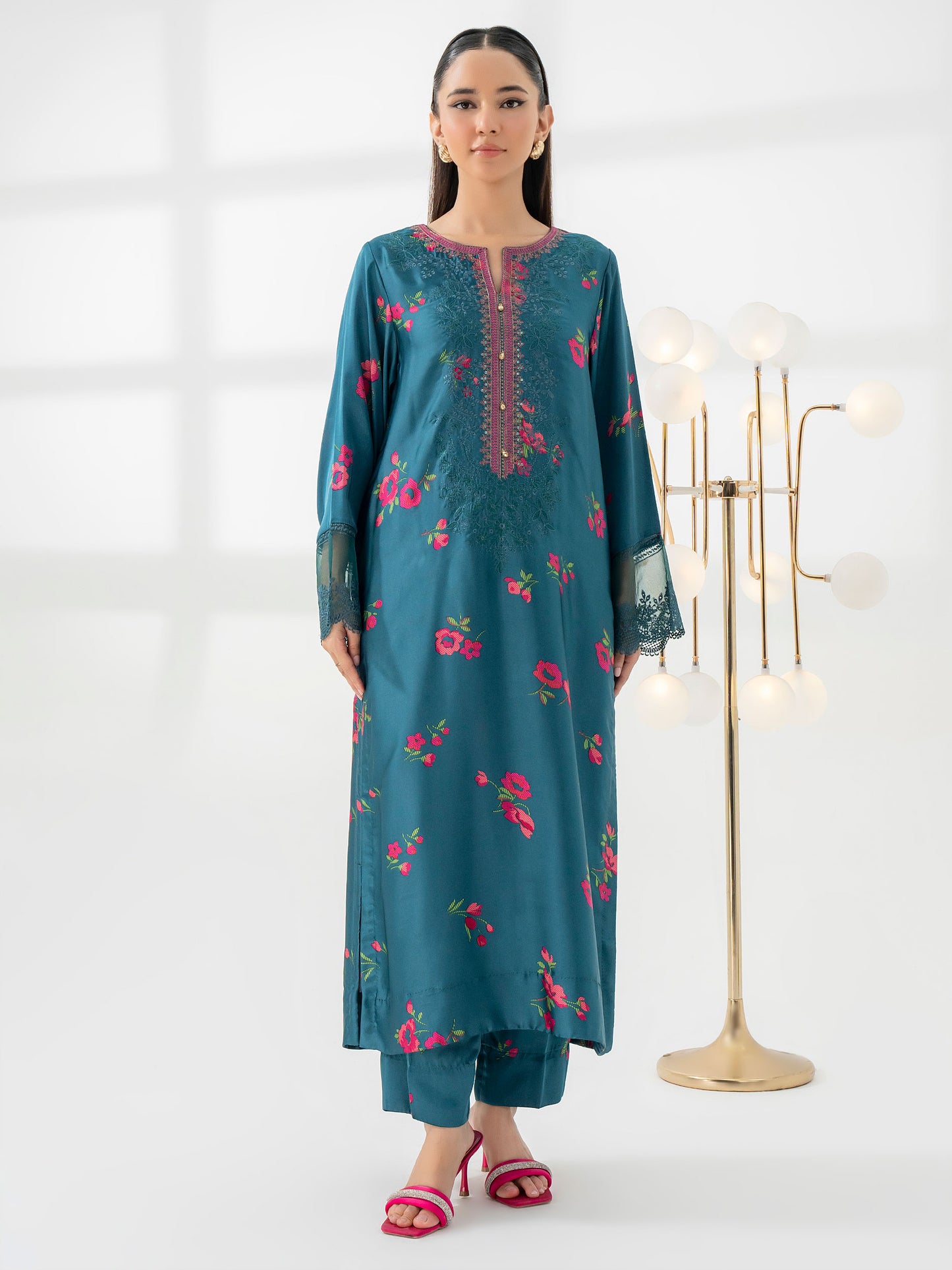 2 Piece Silk Suit-Embroidered (Pret)