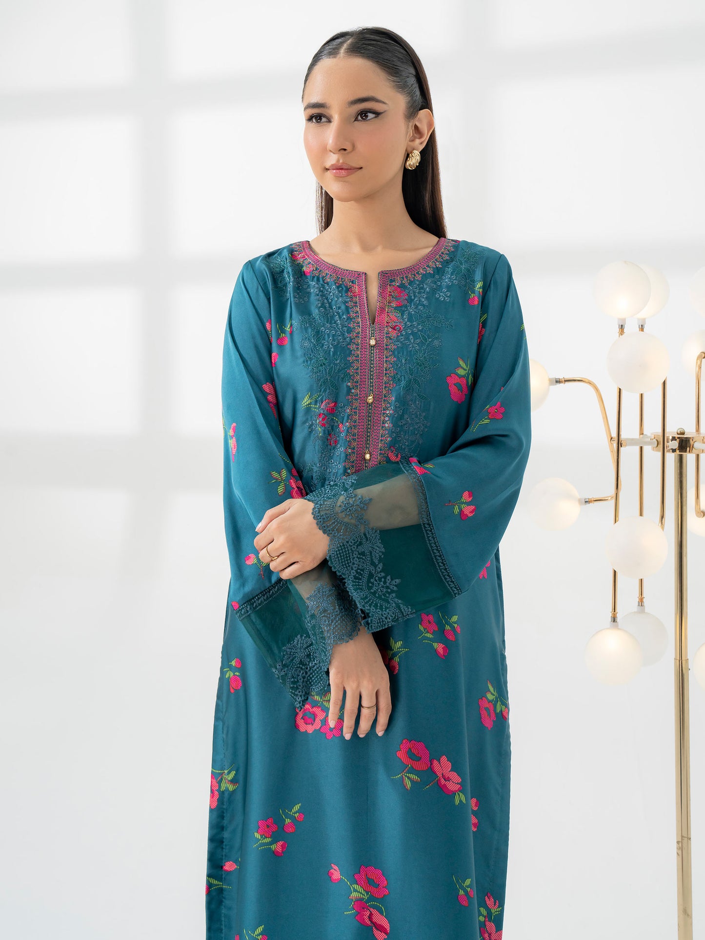 2 Piece Silk Suit-Embroidered (Pret)