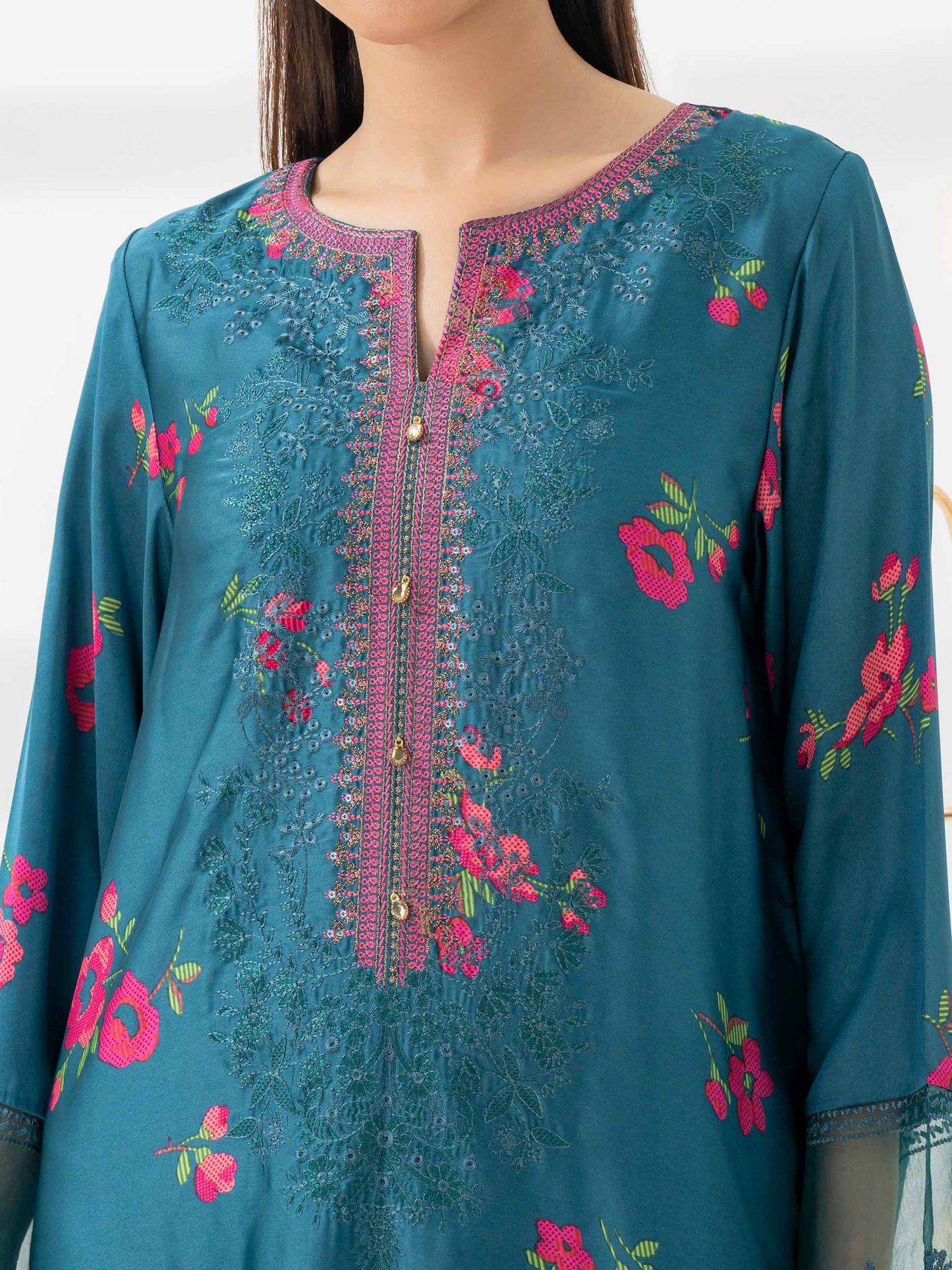 2 Piece Silk Suit-Embroidered (Pret)