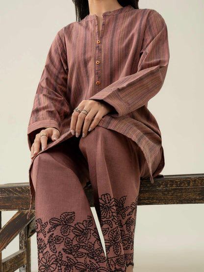 2 Piece Yarn Dyed Suit-Embroidered (Pret)