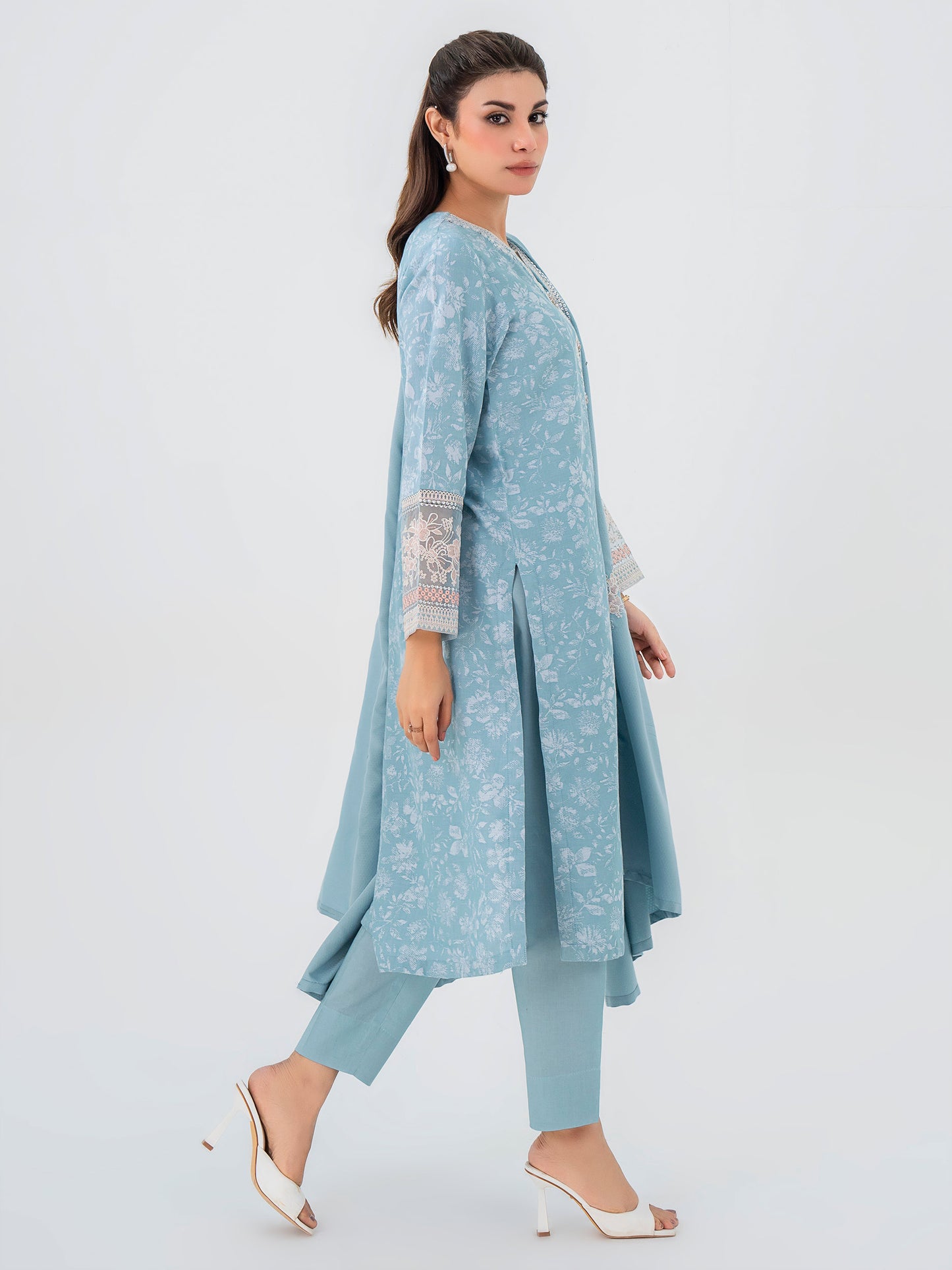 3 Piece Jacquard Suit-Embroidered (Pret)