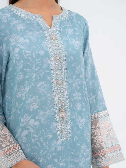 3 Piece Jacquard Suit-Embroidered (Pret)