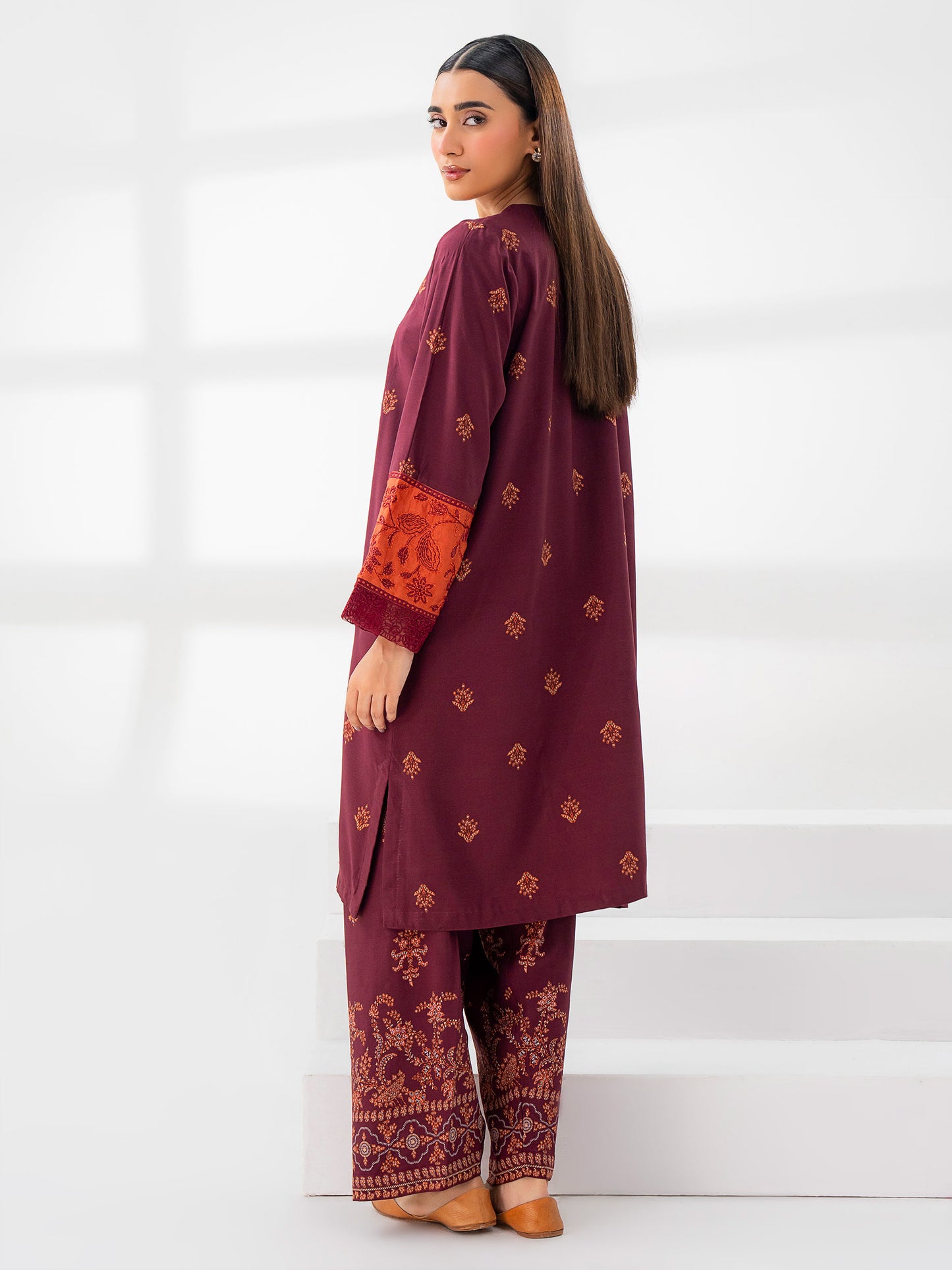 2 Piece Linen Suit-Embroidered (Pret)