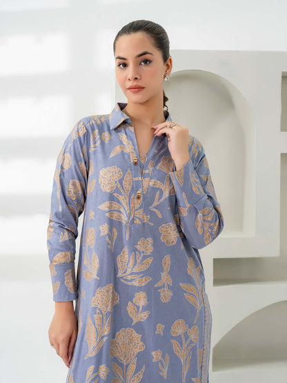 2 Piece Khaddar Suit-Paste Print (Pret)