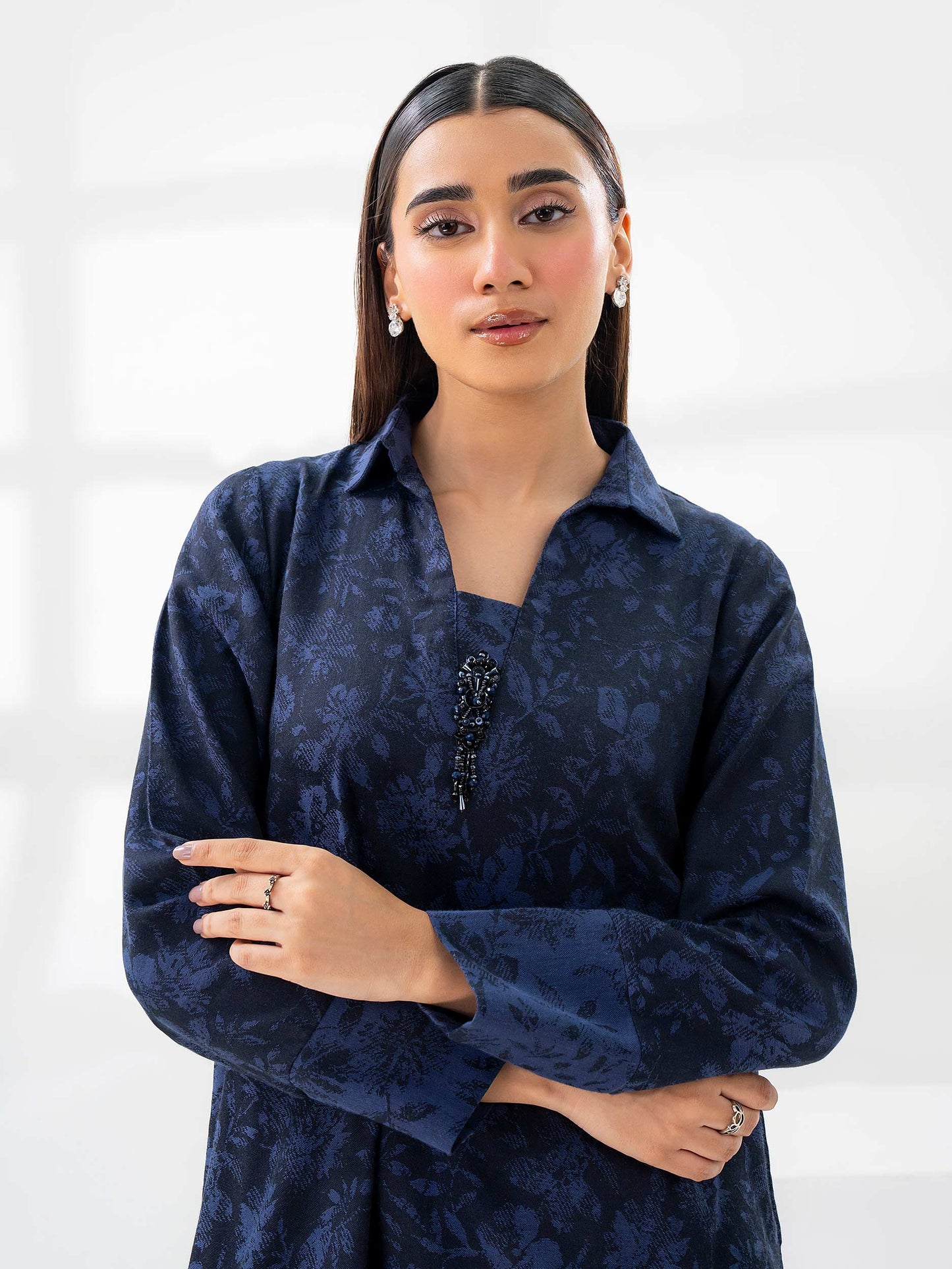 Jacquard Shirt-Embellished (Pret)