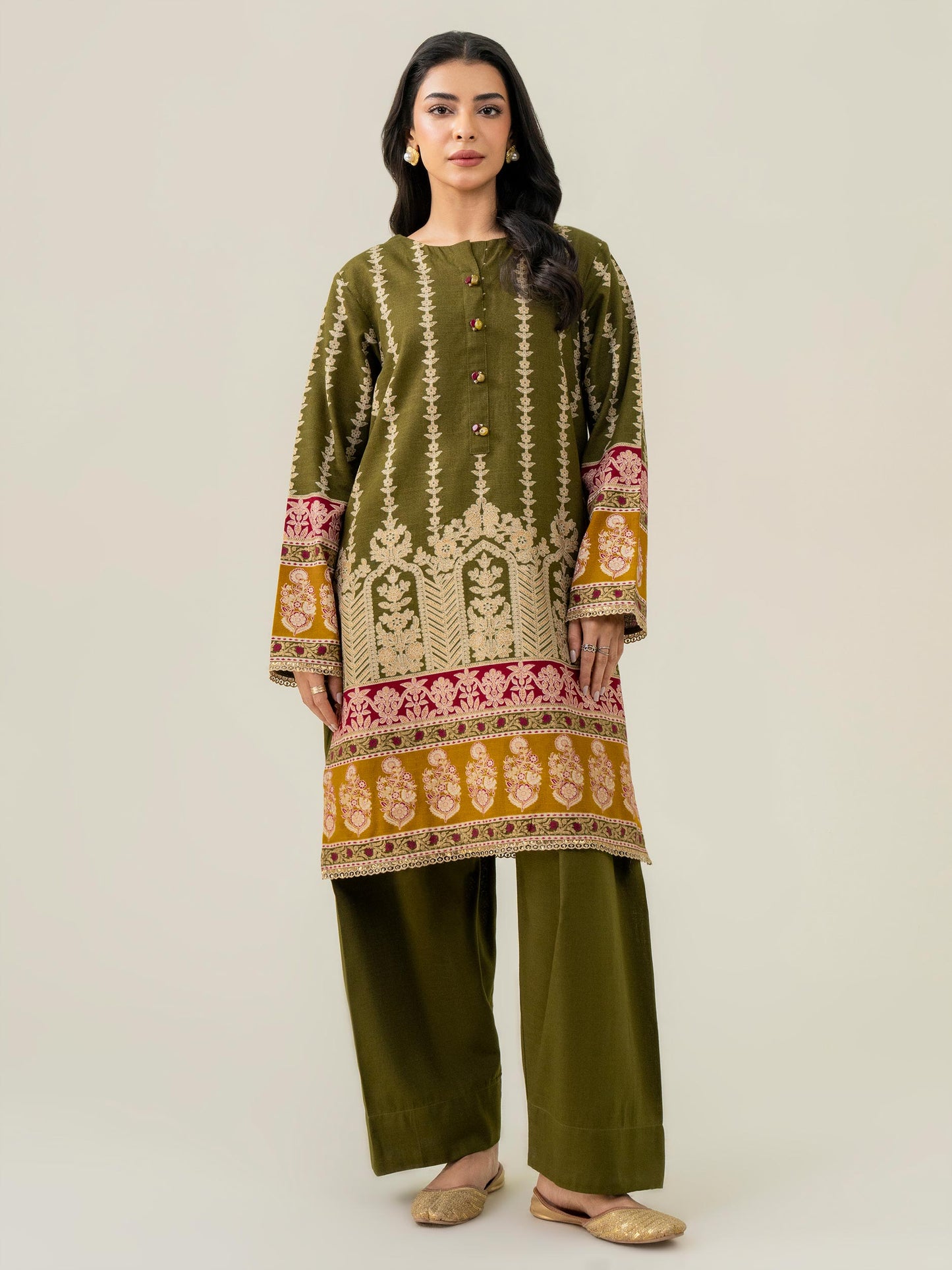 2 Piece Khaddar Suit-Paste Print (Pret)