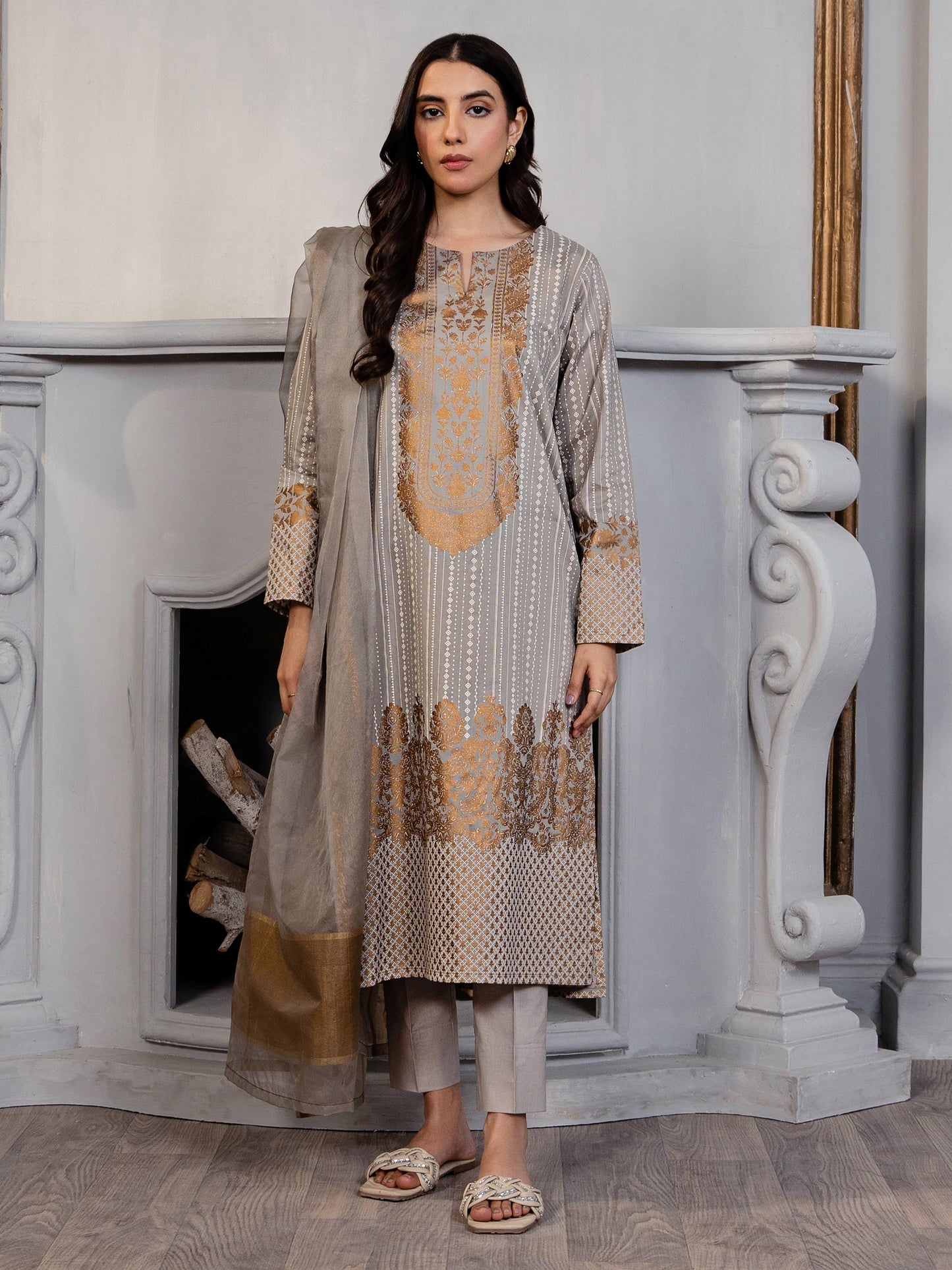 3 Piece Lawn Suit-Paste Print (Pret)