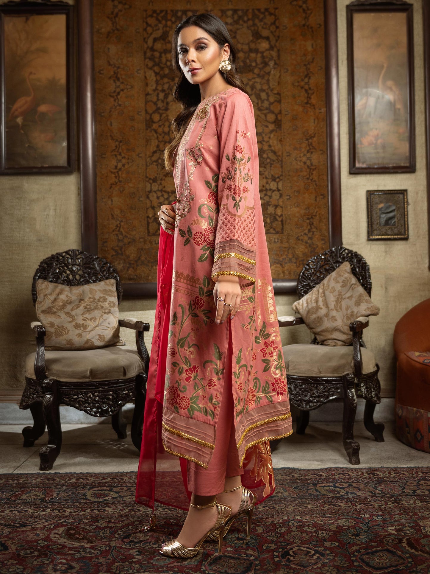 3 Piece Jacquard Suit-Embroidered (Unstitched)