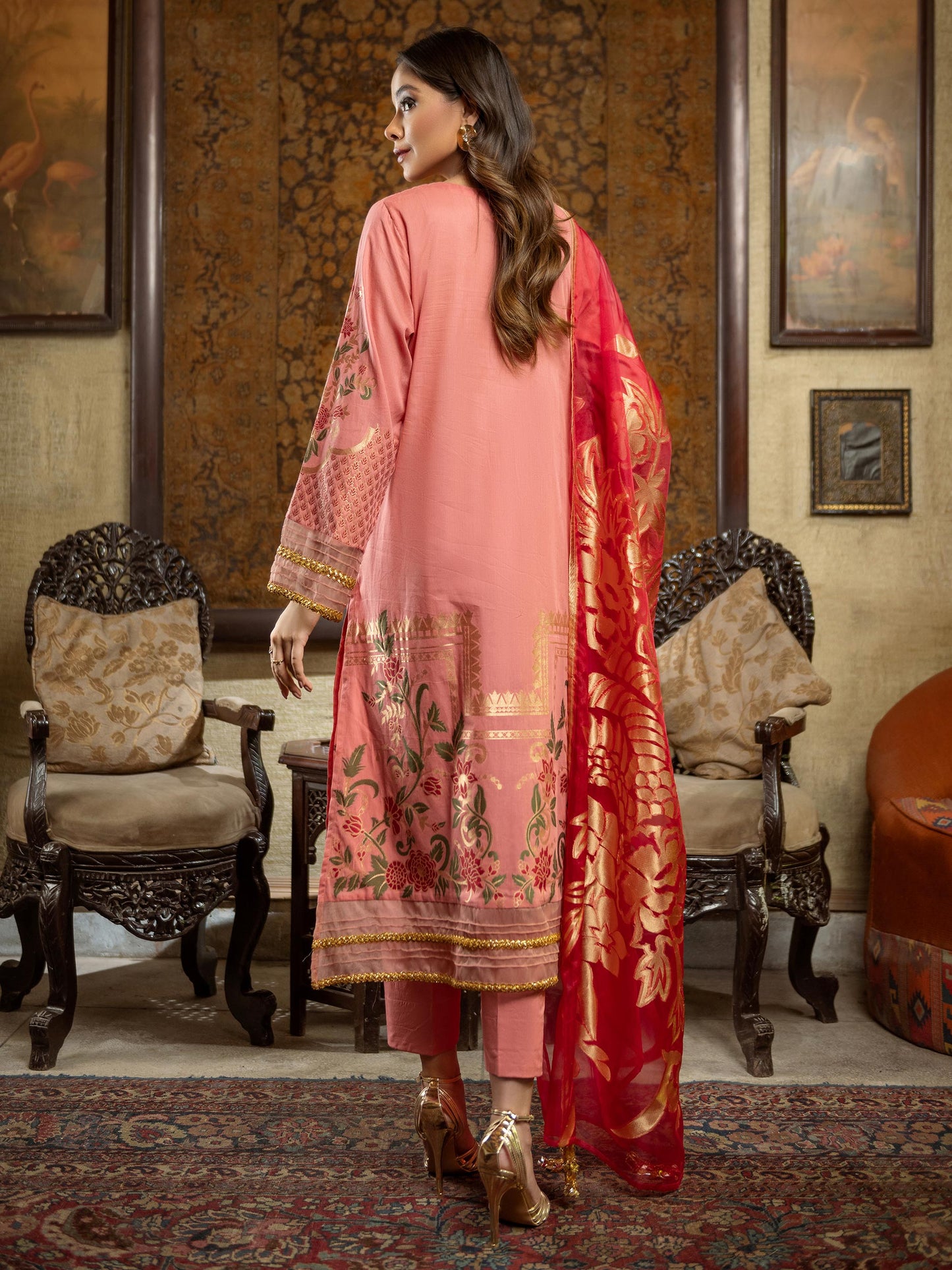 3 Piece Jacquard Suit-Embroidered (Unstitched)