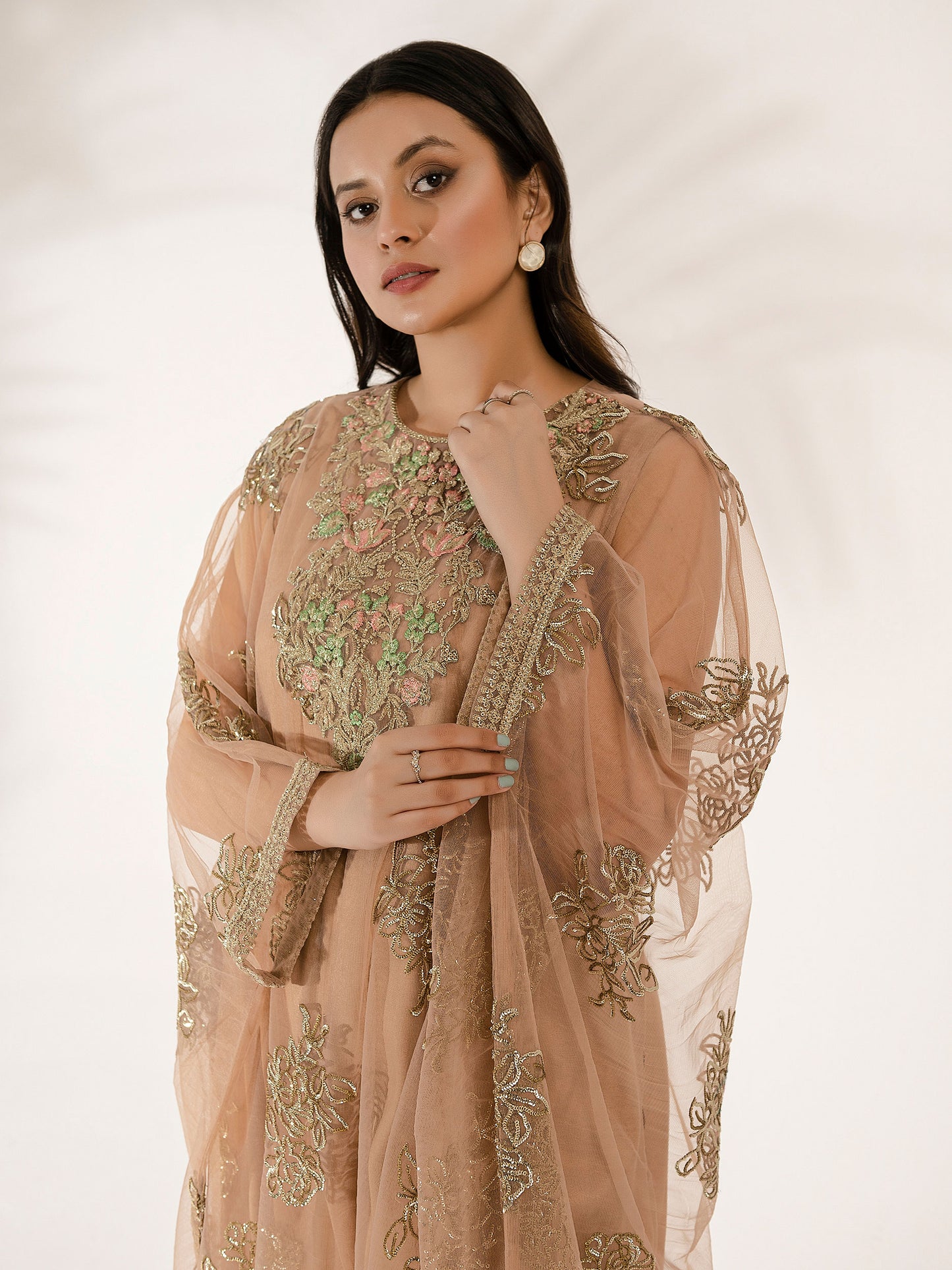 3 Piece Net Suit-Embroidered (Pret)