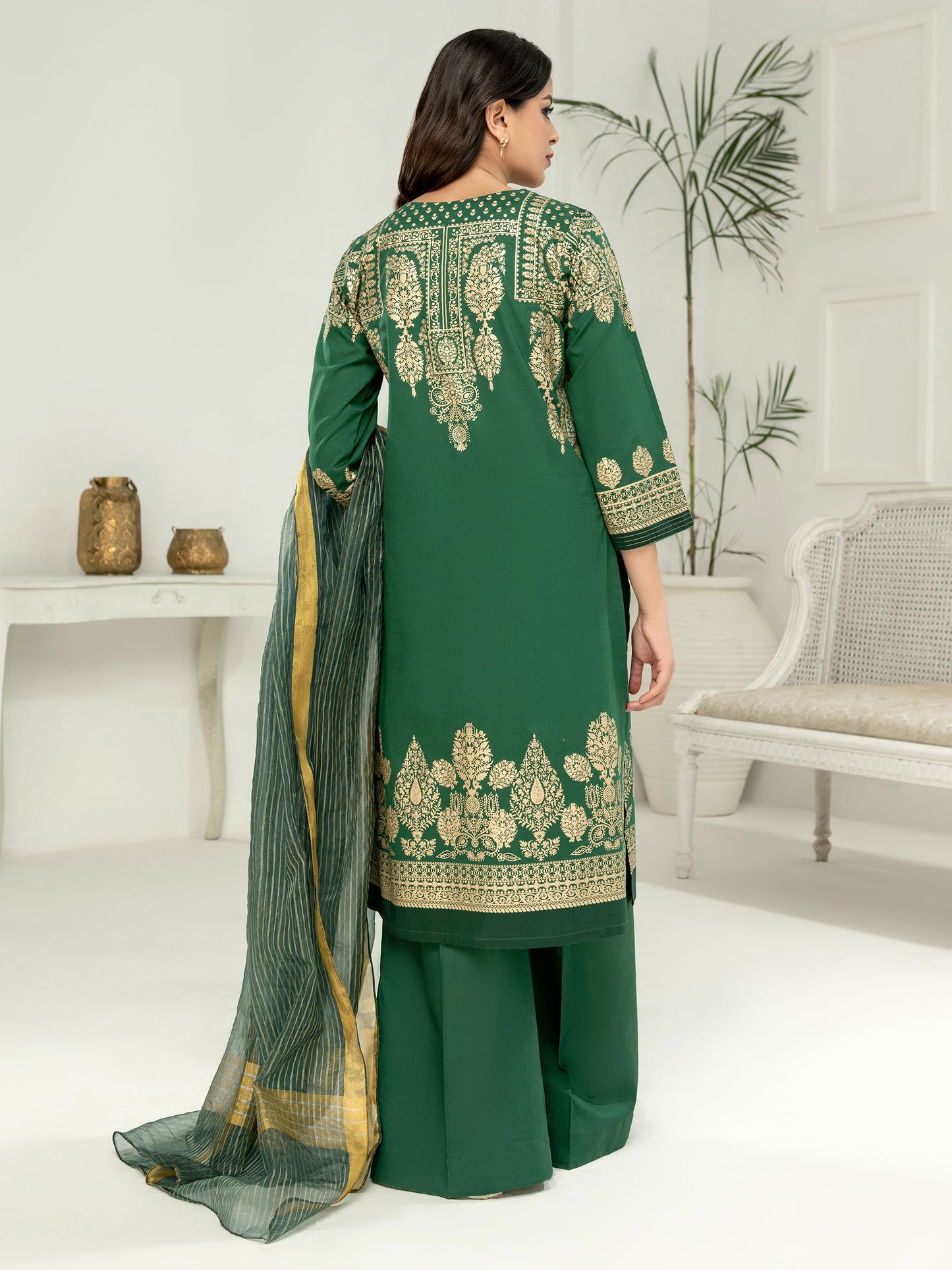 3 Piece Lawn Suit-Gold Pasted Printed (Unstitched)