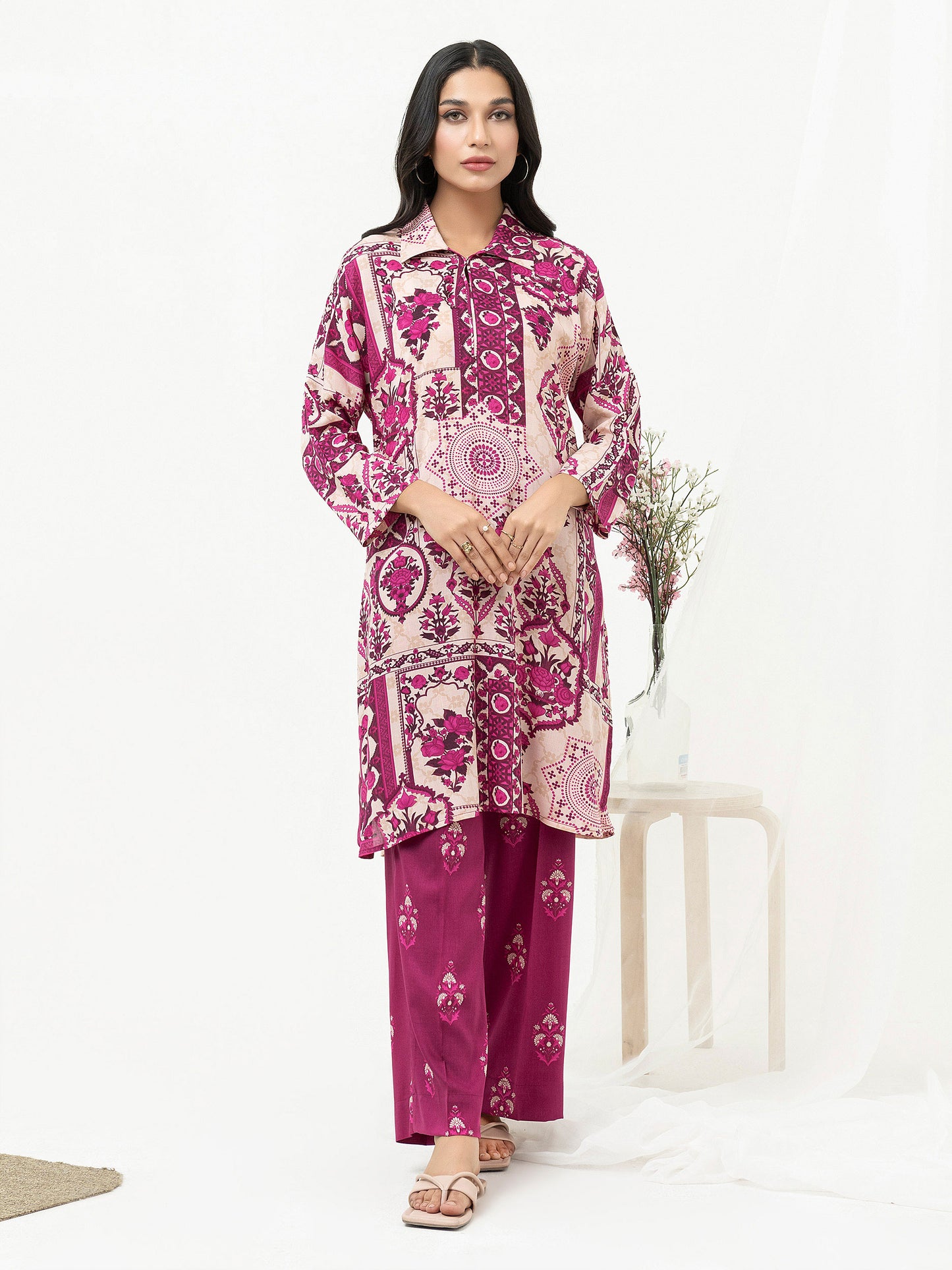 2 Piece Viscose Lawn Suit-Printed (Unstitched)