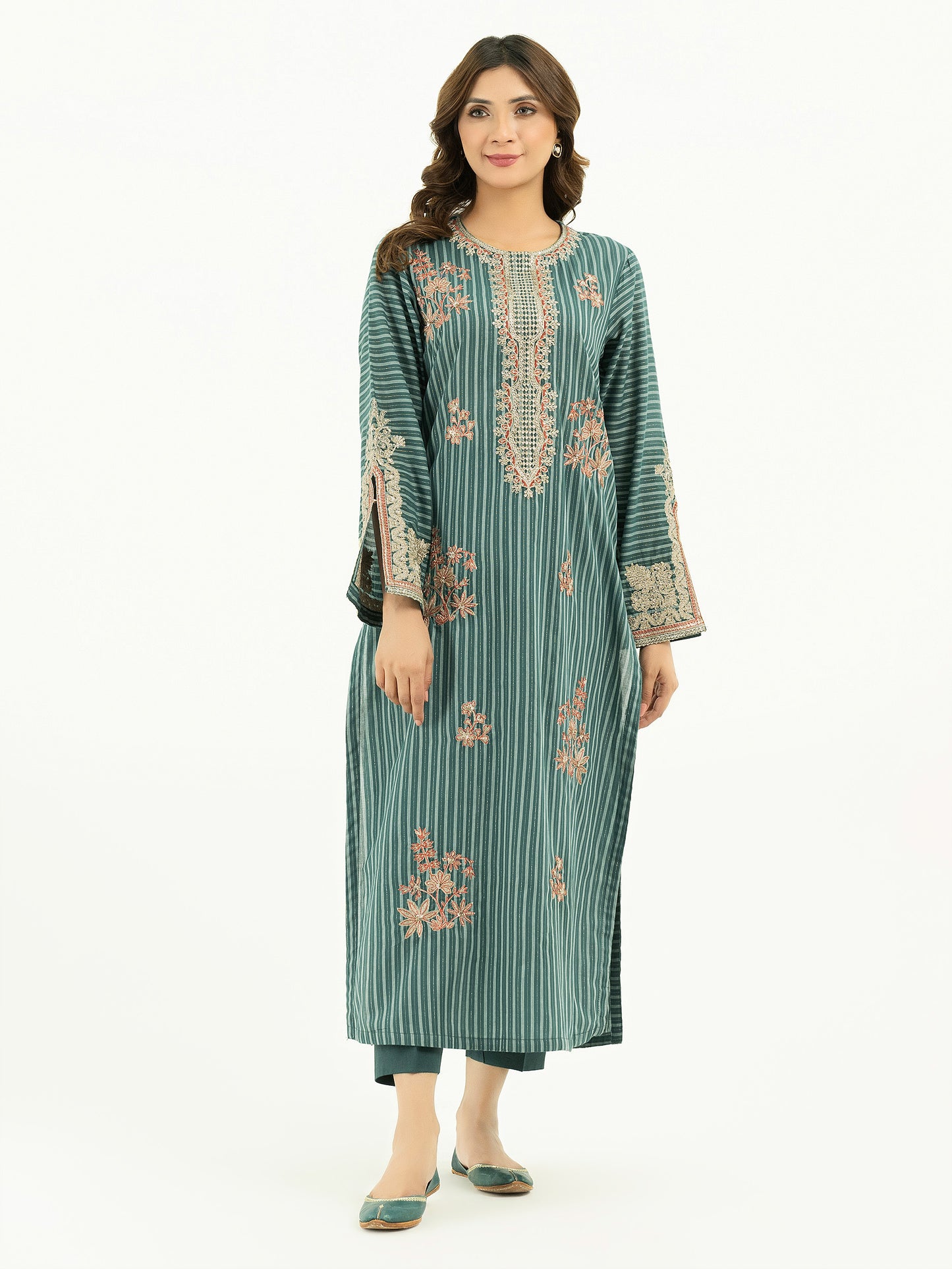 2 Piece Yarn Dyed Suit-Embroidered (Pret)