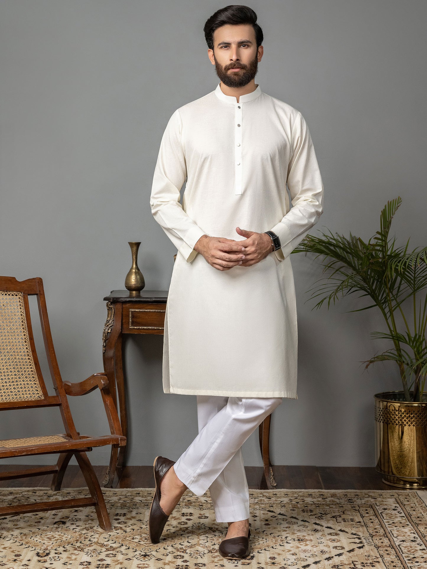 Self Jacquard Kurta