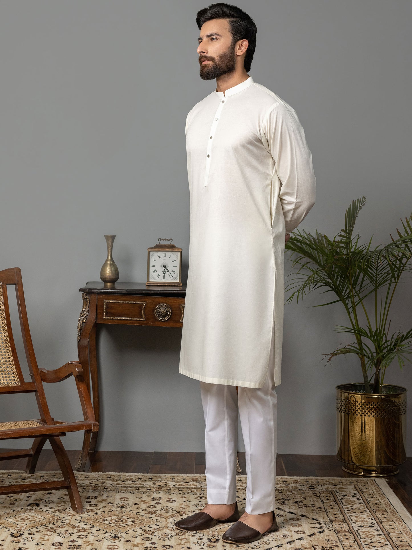 Self Jacquard Kurta