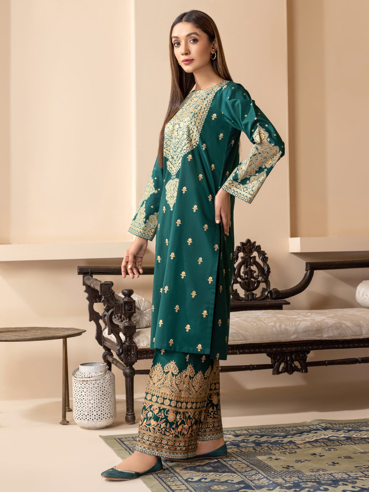 2 Piece Lawn Suit-Gold Pasted Printed (Unstitched)