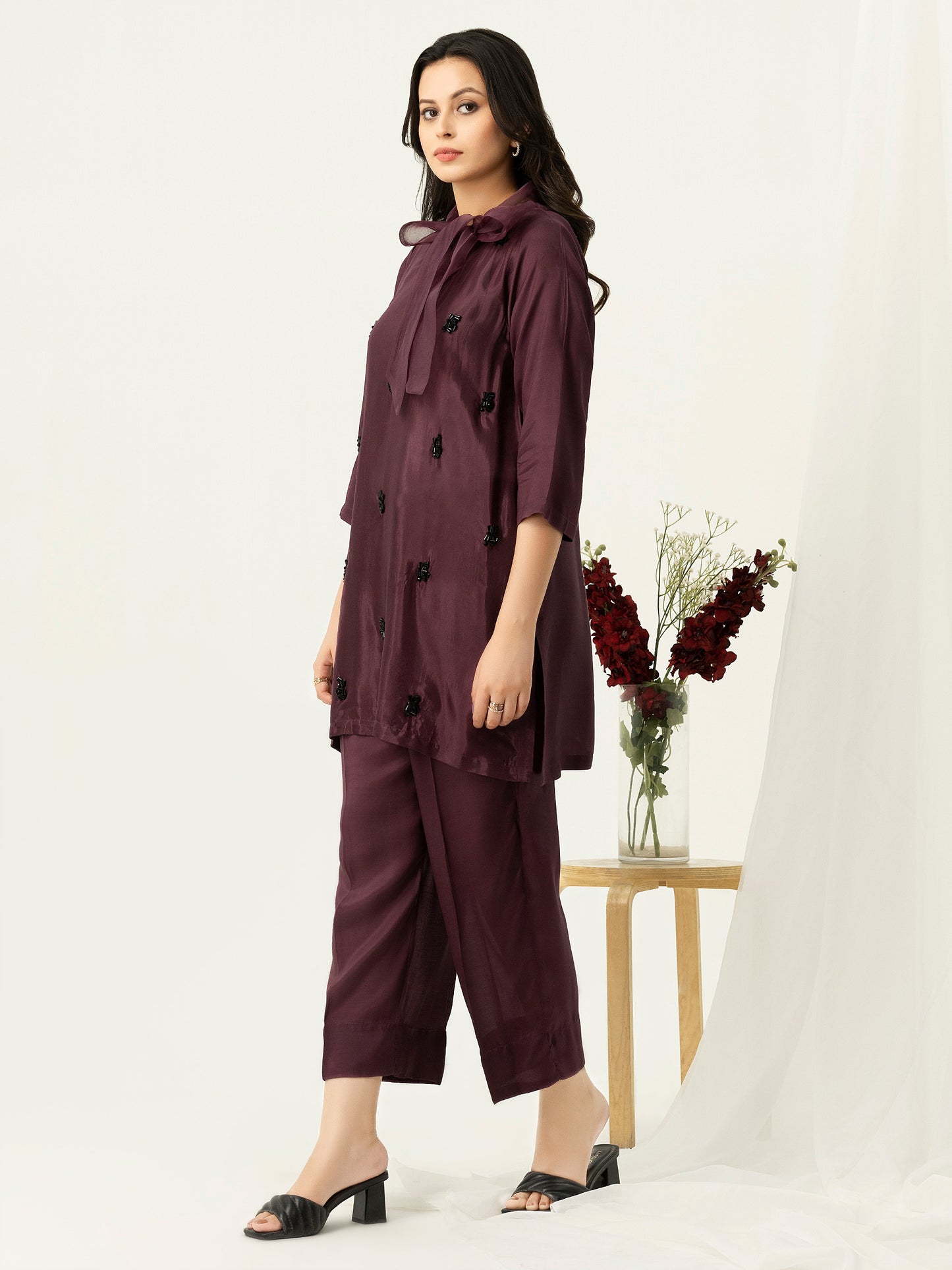 2 Piece Silk Suit-Embellished (Pret)