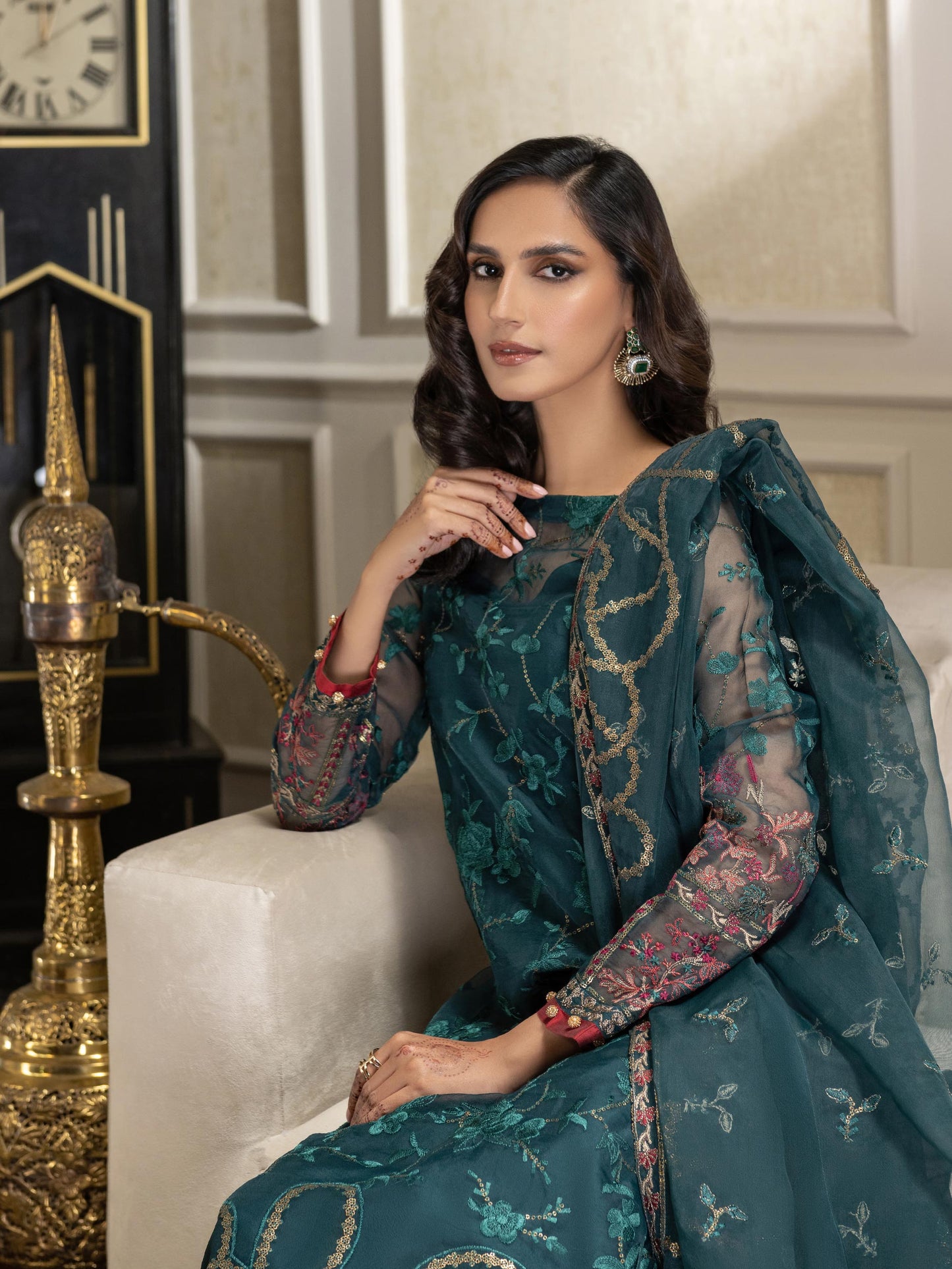 3 Piece Organza Suit-Embroidered (Unstitched)